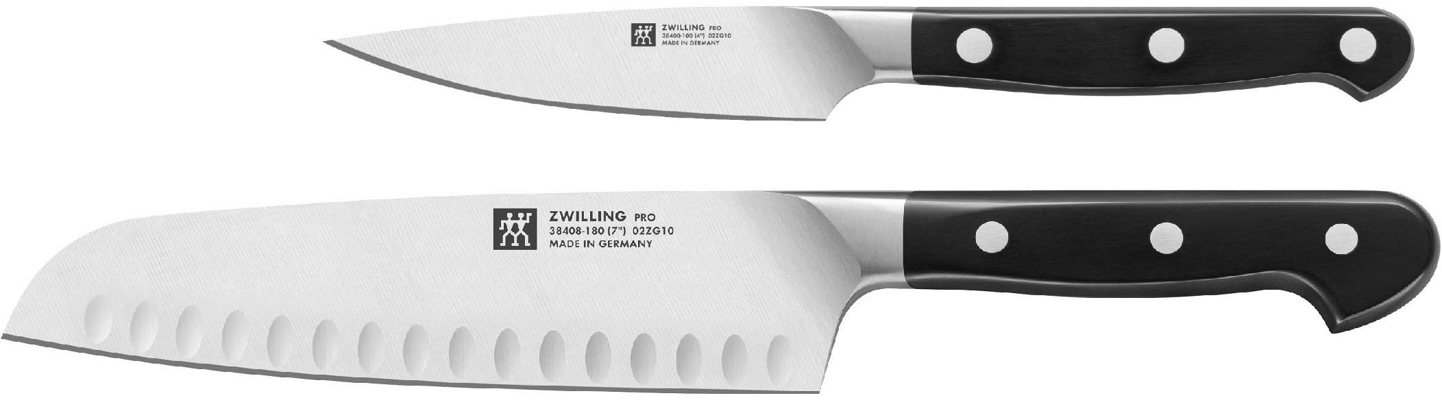 ZWILLING Messer-Set "Pro", schwarz, Kochmesser-Sets, 1 Spick & Garniermesser (10 cm), 1 Santokumesser (18 cm).
