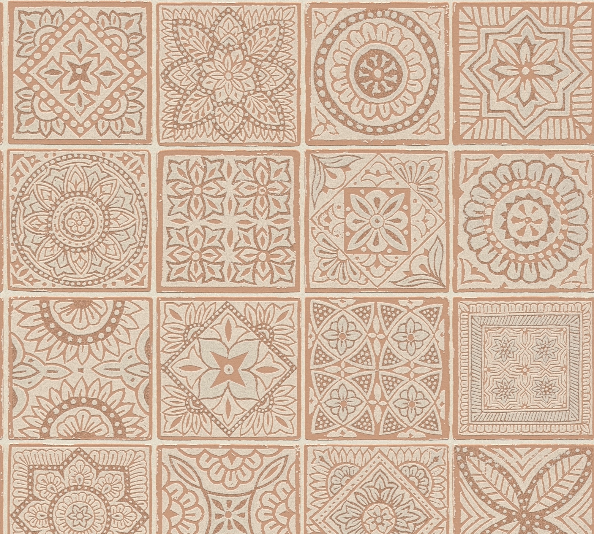 A.S. Création Vliestapete »Terra Tapete Vintage Fliesen«, matt-gemustert-neutral, Fliesen-Tapete Fliesenoptik Patchwork strukturiert Glitzer Tapeten