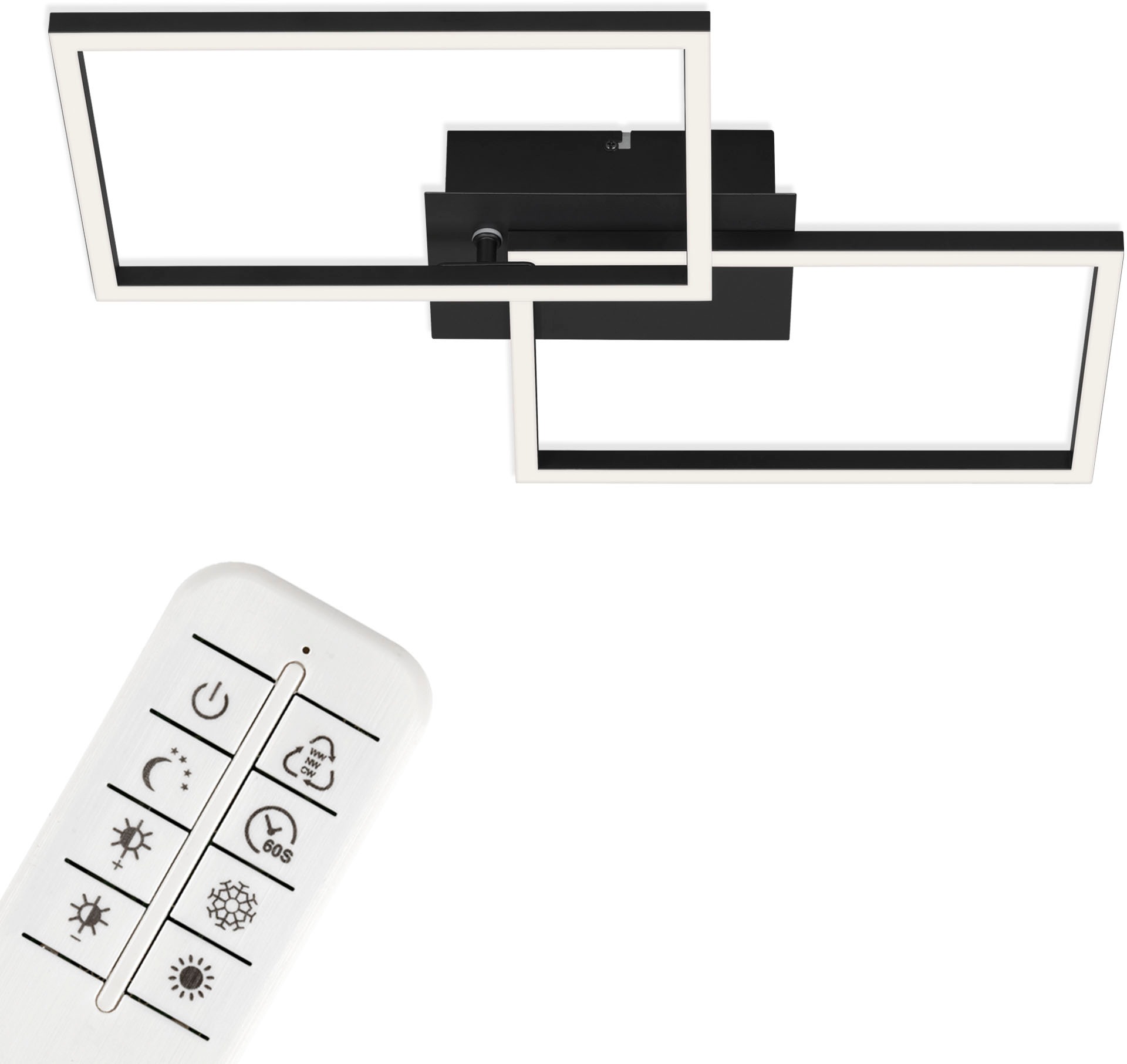 Briloner Leuchten LED Deckenleuchte »3149015 FRAME«, Leuchtmittel LED-Board | LED fest integriert, Deckenlampe, 50x38,8x7,8cm, Schwarz, 30W, Wohnzimmer, Schlafzimmer