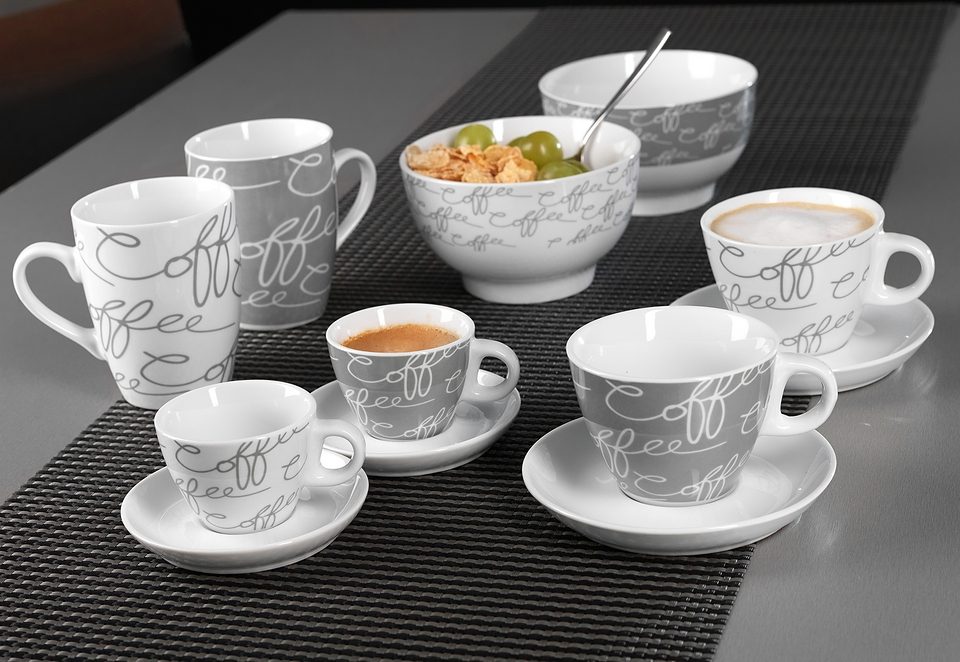 Thumbnail - Ritzenhoff & Breker Cappuccinotasse "Cornello Grey", (Set, 4 tlg.), 2 Tassen, 2 Untertassen