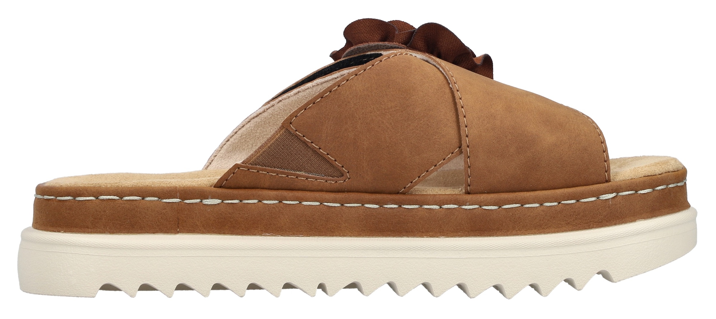 Rieker Pantolette, Sommerschuh, Strandschuh, Urlaubschuh mit praktischem Klettverschluss