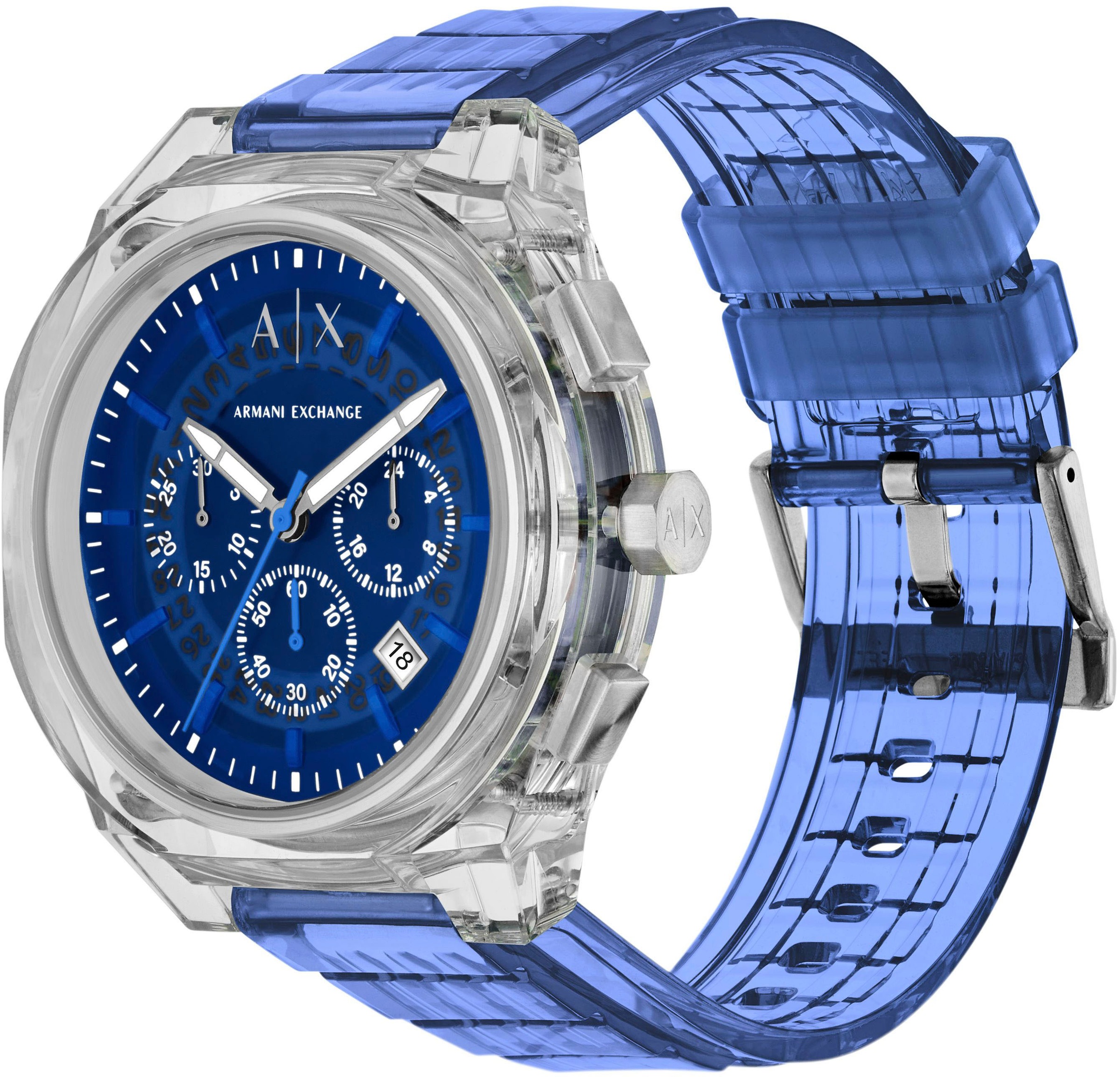 ARMANI EXCHANGE Chronograph »SYNC«, Quarzuhr, Armbanduhr, Herrenuhr, Polyurethanband, Datum, Stoppfunktion