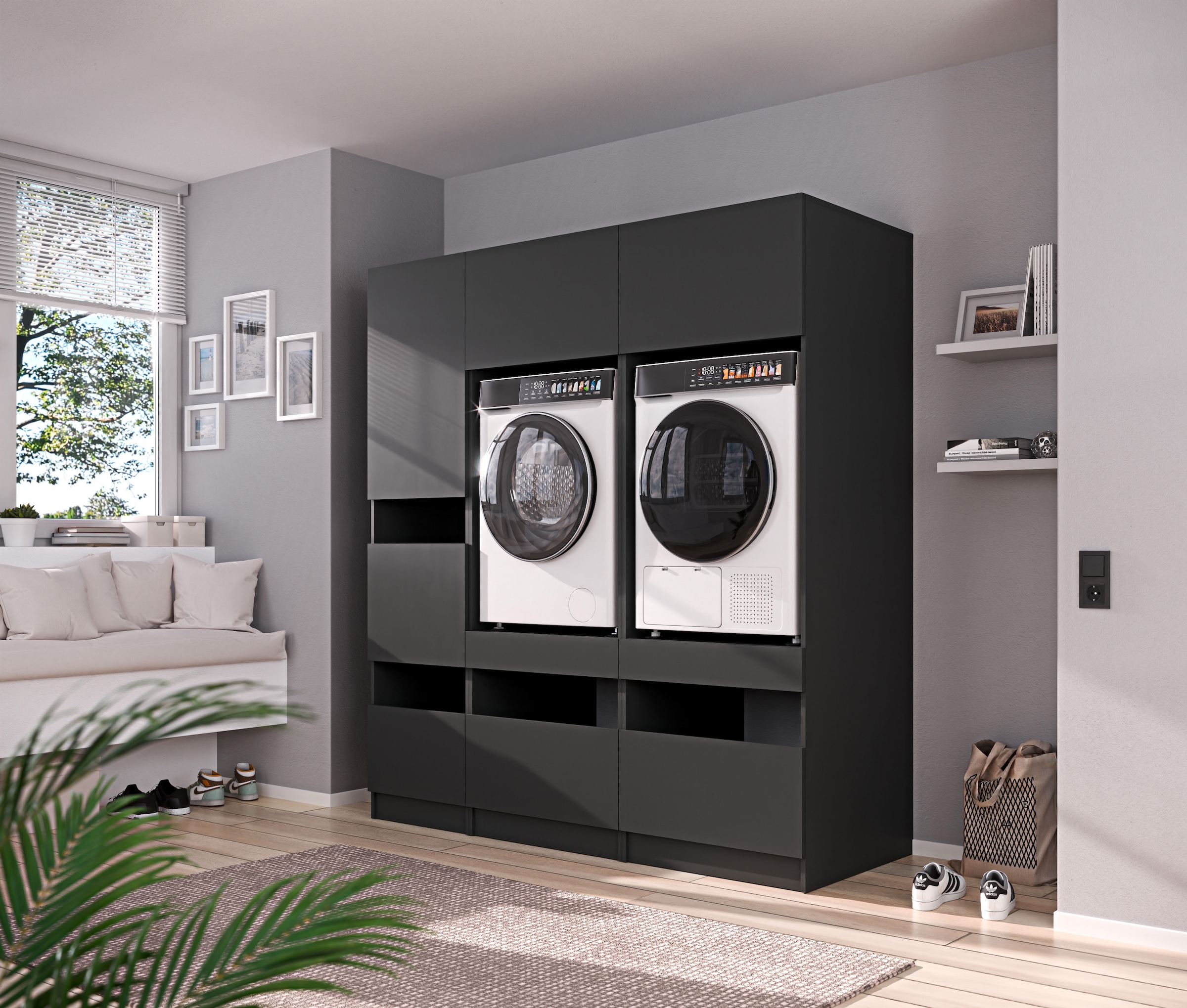 BASIC by Balculina Mehrzweckschrank-Set »Washhome B/T/H 186x68x200 cm« 3 Stk. tlg.