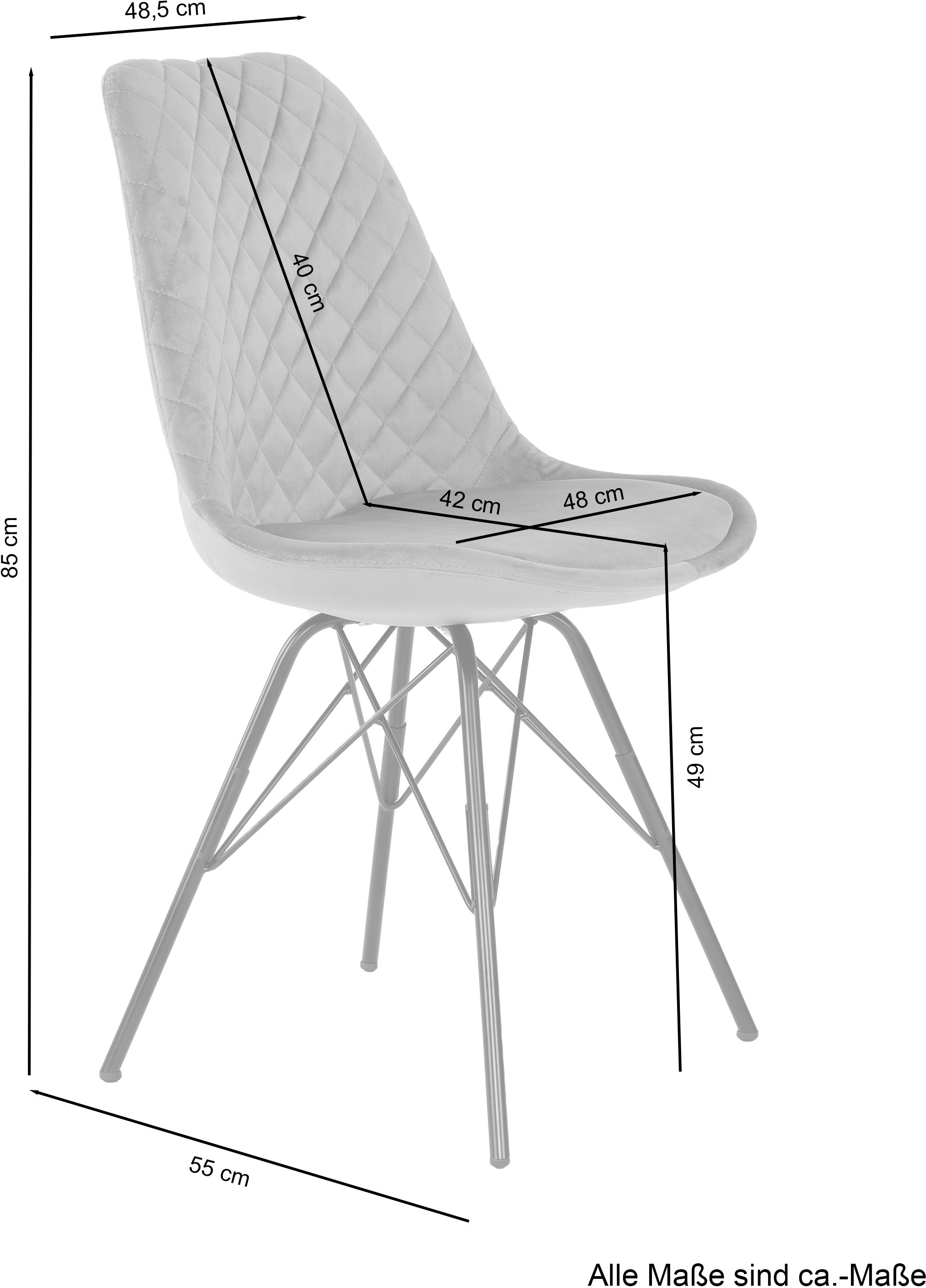 byLIVING Esszimmerstuhl »Rica«, (Set), 2 St., Samt, Sitzschale mit Samt- oder Cordbezug, Metallbeine schwarz