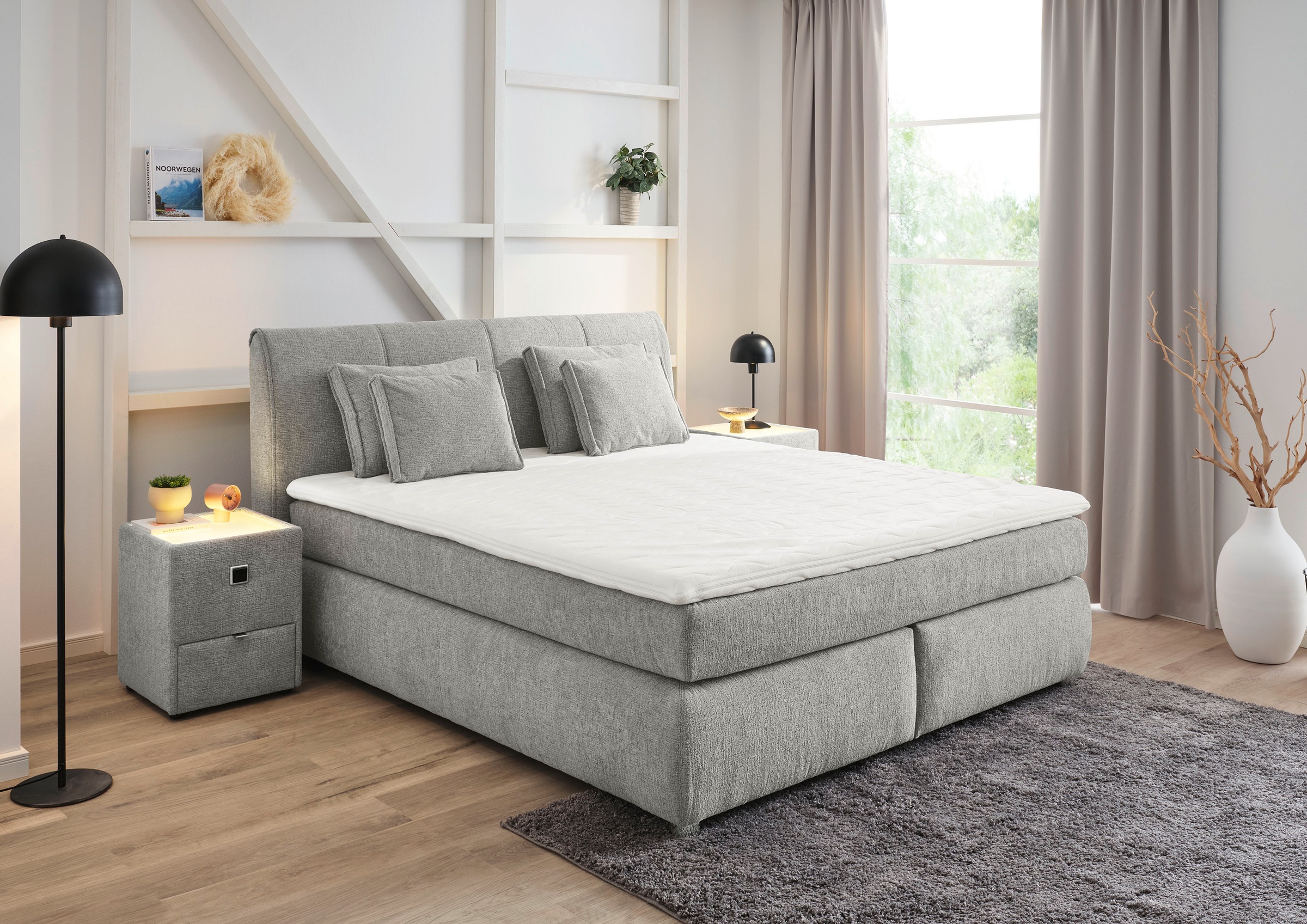 Jockenhöfer Gruppe Boxspringbett »"Carla", OTTOs Choice! Topseller, wahlweise mit oder ohne Bettkasten«, inkl. 4 Kissen, erhältlich in den Breiten 160 & 180cm