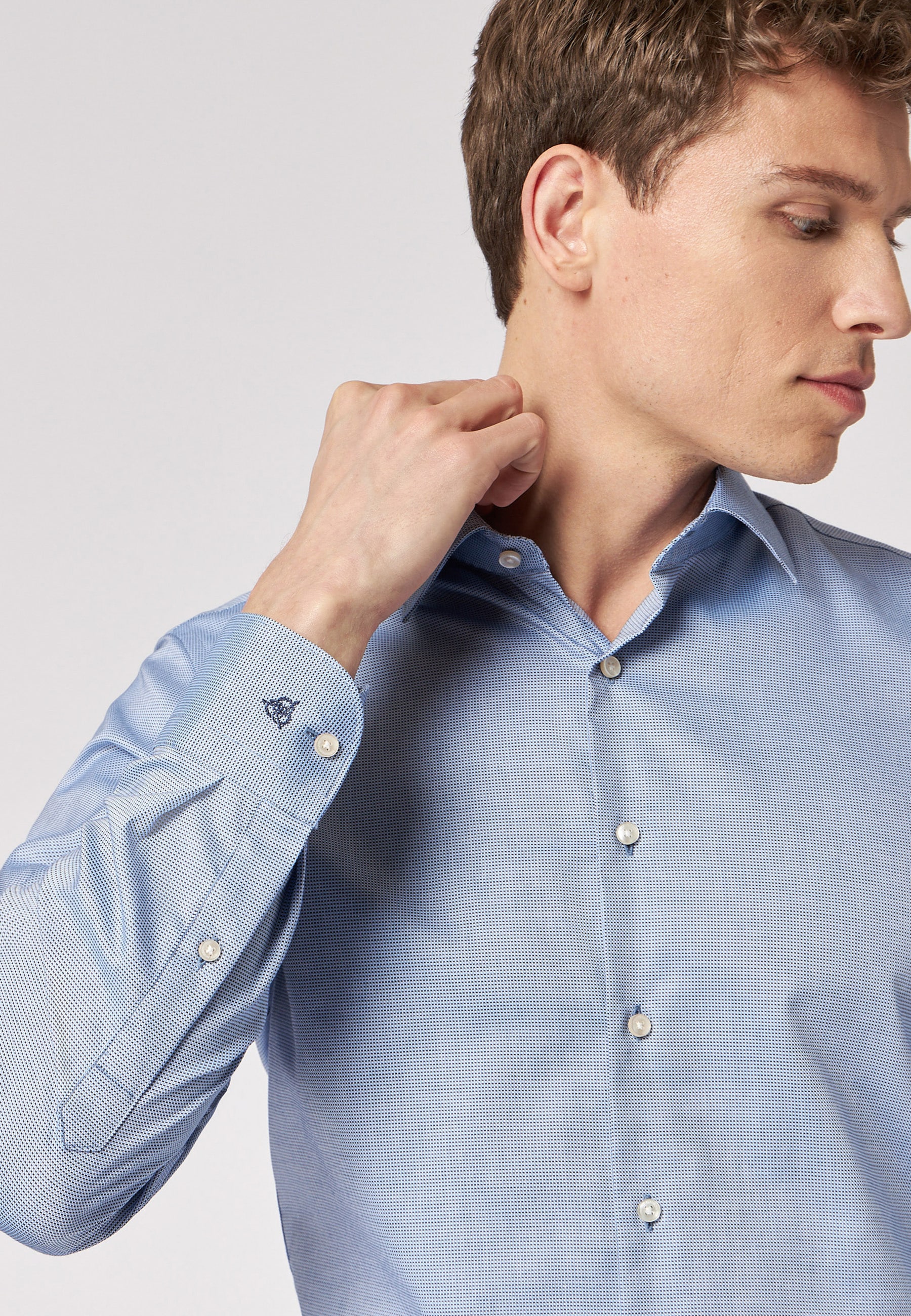Roy Robson Businesshemd »Businesshemd im Slim Fit mit leichter Struktur«, mit Knopfleiste