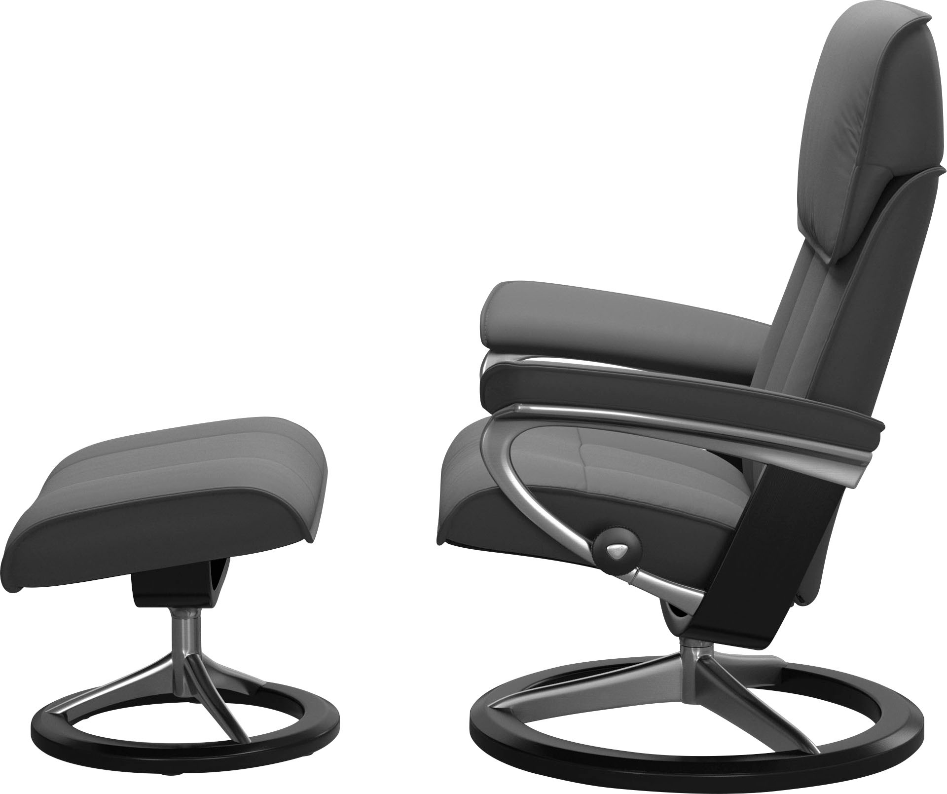 Thumbnail - Stressless Relaxsessel "Admiral" Set, Relaxsessel inkl. Hocker, mit Signature Base, Größe M & L, Gestell Schwarz