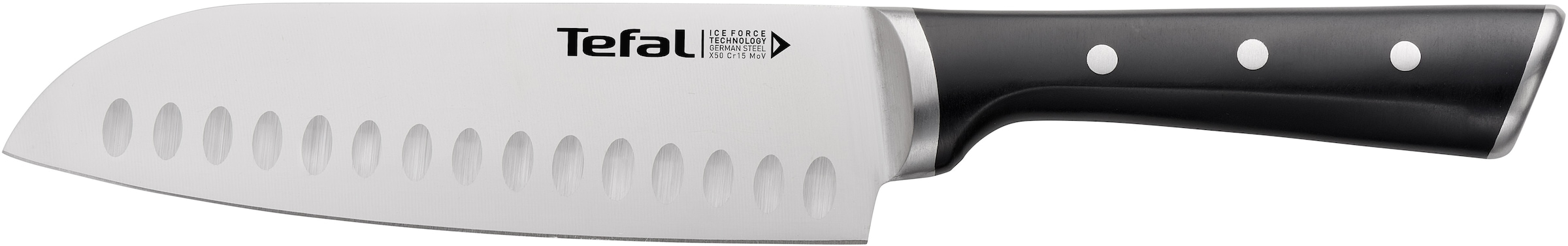 Tefal Santokumesser »Ice Force«, (1 tlg.), Edelstahl, dauerhafte Leistungsstärke, Handschutz, Eishärtung, Schwarz