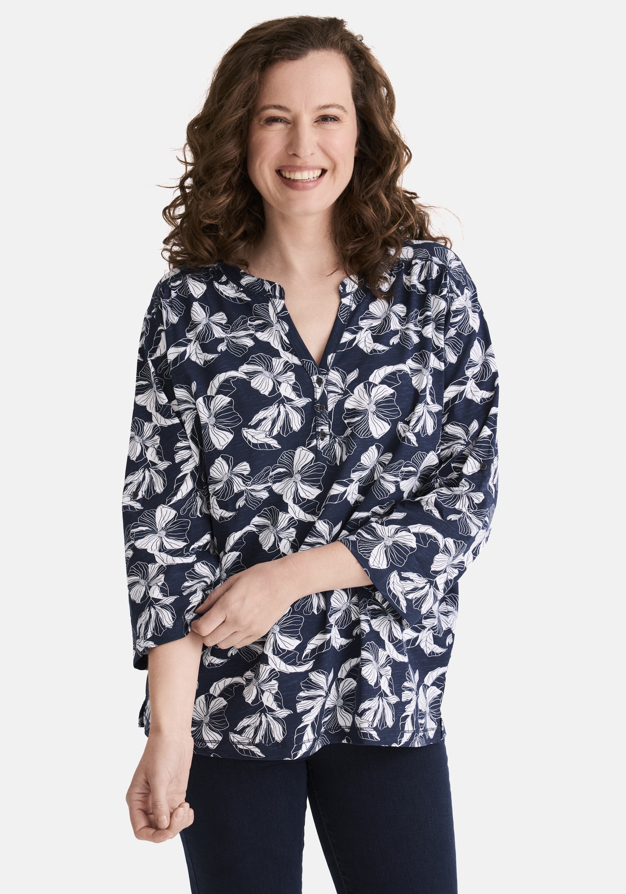 STOOKER WOMEN 3/4-Arm-Shirt "MARIE Print Shirt Bluse 3/4-Arm", Regular Fit günstig online kaufen