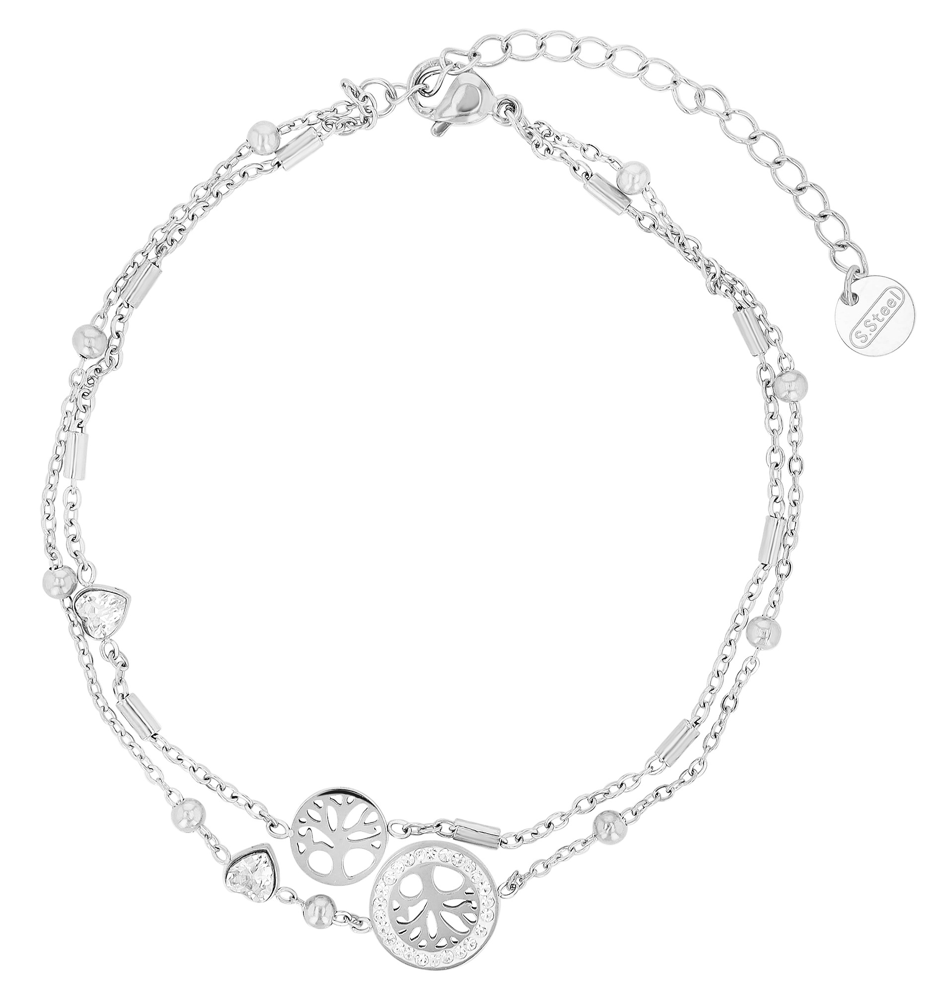 Adelia´s Armband »Armband – Lebensbaum aus Edelstahl mit Strass Steinchen 21 cm« Ein stilvolles Geschenk für besondere Momente