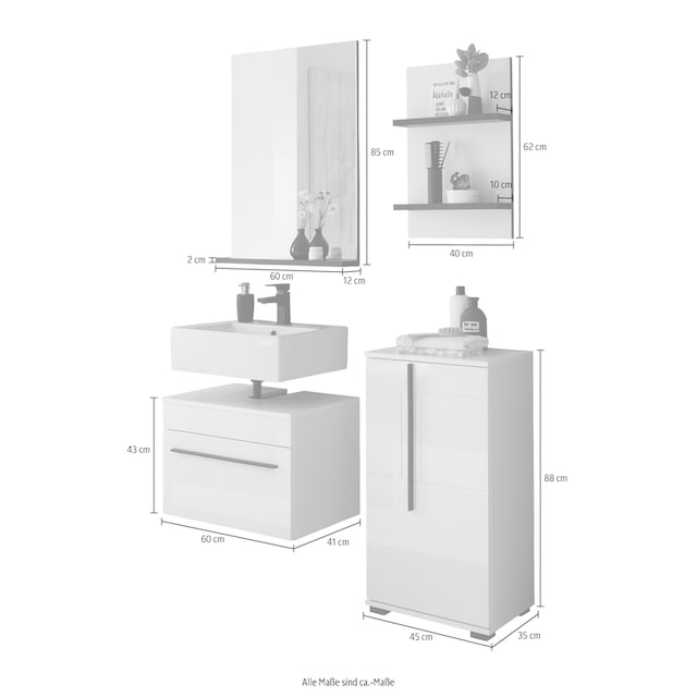 INOSIGN Badmöbel-Set »Panarea«, (Set, 4 St.), Fronten in Hochglanz kaufen |  BAUR