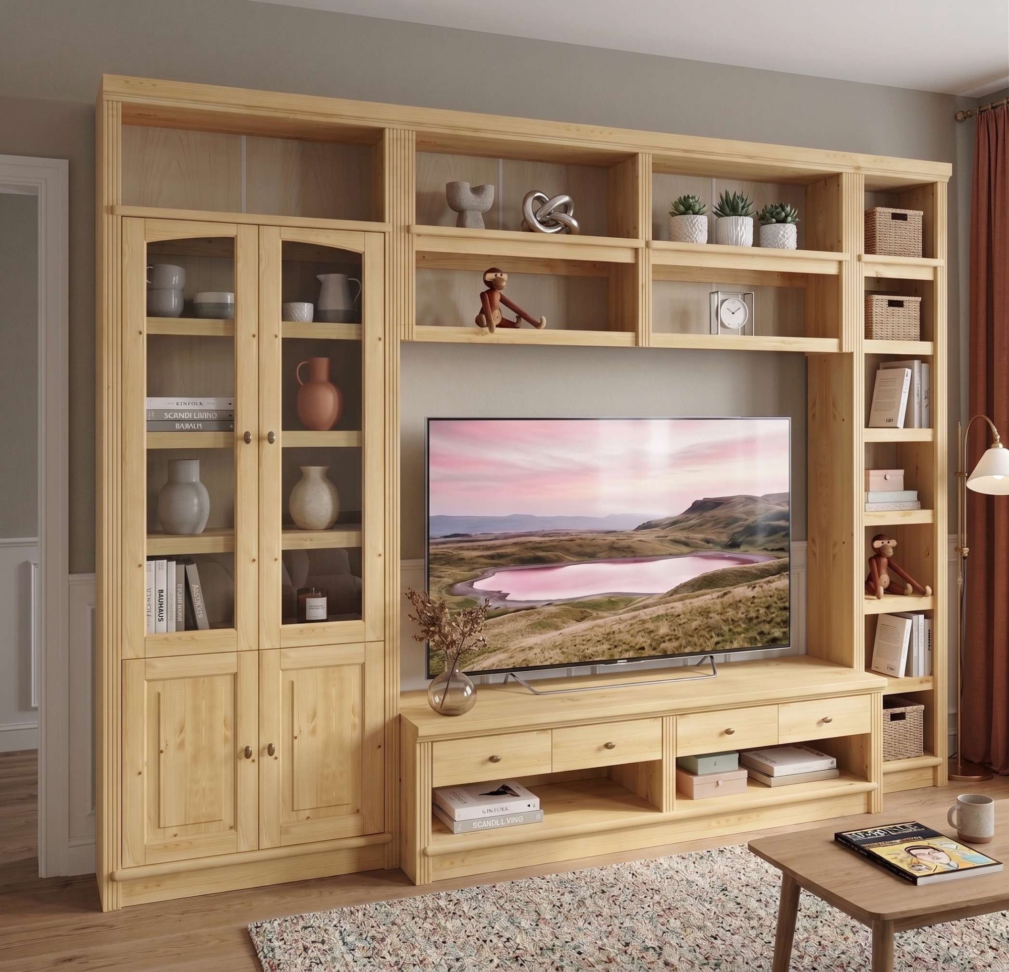OTTO home Wandregal »Soeren« B/T/H: 158/29/67 cm,  aus massiver Kiefer, 4 offene Fächer, FSC®-zertifiziert