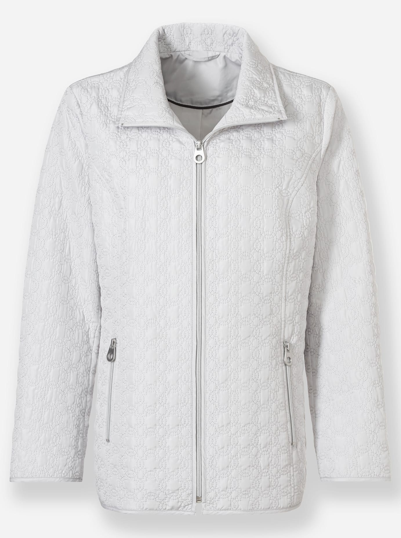 Classic Women Quilted Jacket Light Gray 52 3