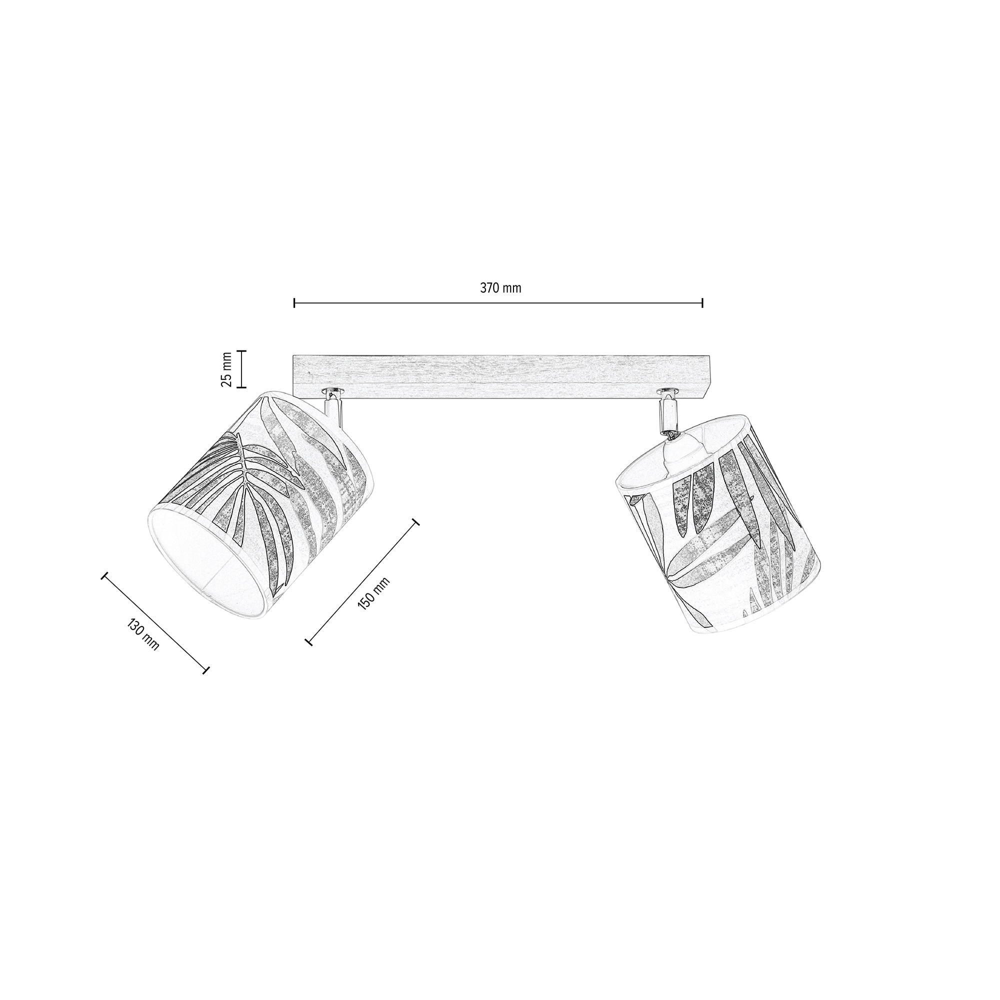BRITOP LIGHTING Deckenleuchte »HOJA«, 2 flammig, Leuchtmittel E27 | ohne Leuchtmittel, Schirme aus laminierter Tapete, Baldachin aus Eichenholz