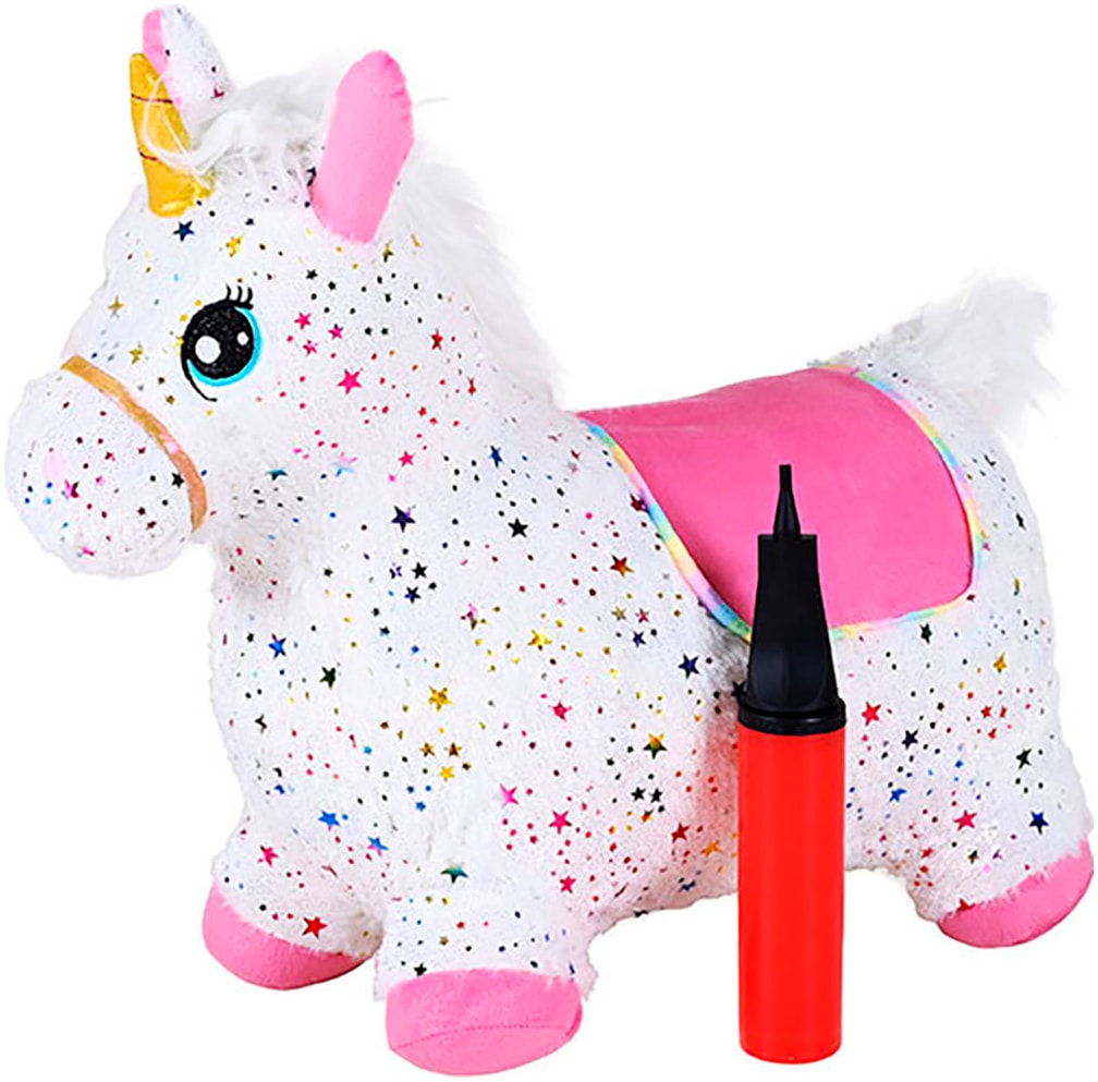 Knorrtoys® Hüpftier »Einhorn bunt«, inkl. Luftpumpe, mit Kuschelbezug