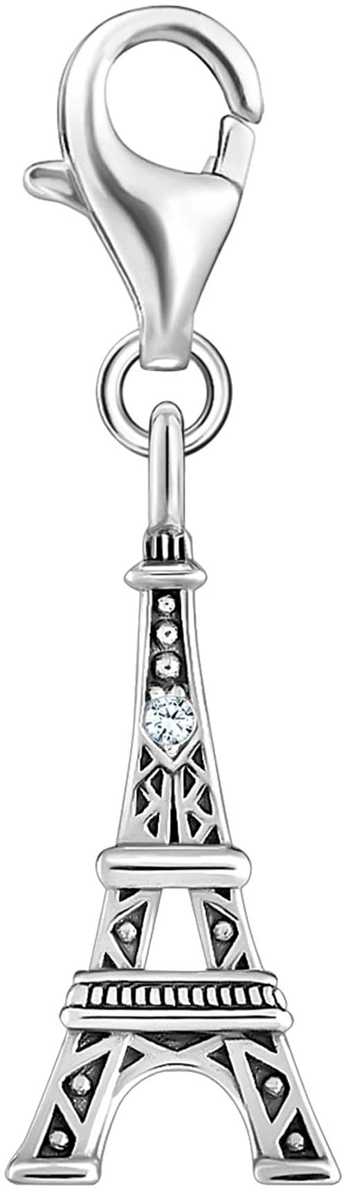 THOMAS SABO Charm-Einhänger »Eiffelturm mit weißem Zirkonia, 2074-643-21, 2075-414-39«, mit Zirkonia (synth.)