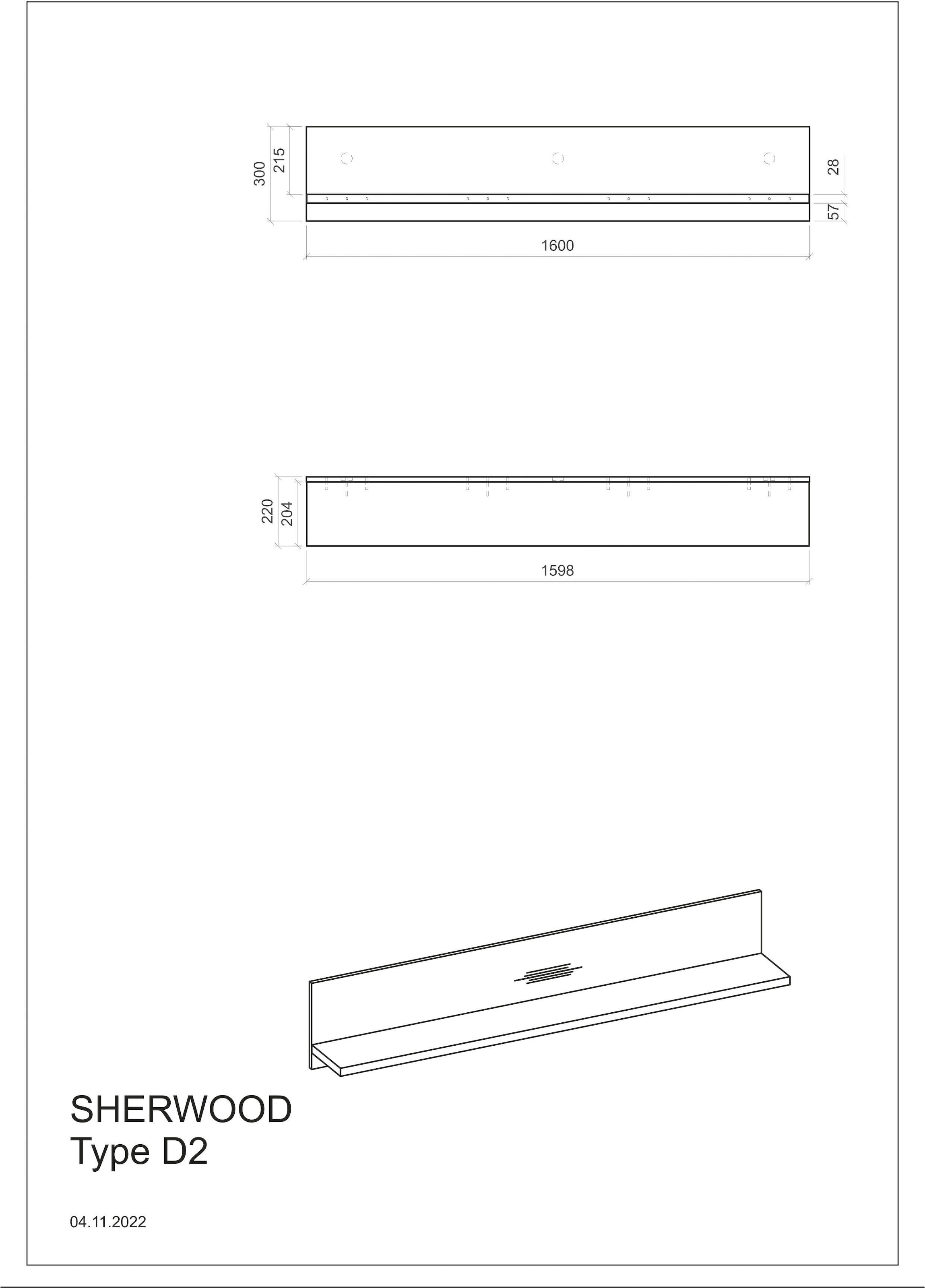 Home affaire Wandregal »Sherwood«, Breite 160 cm, in modernem Holz Dekor, 28 mm starke Ablageböden