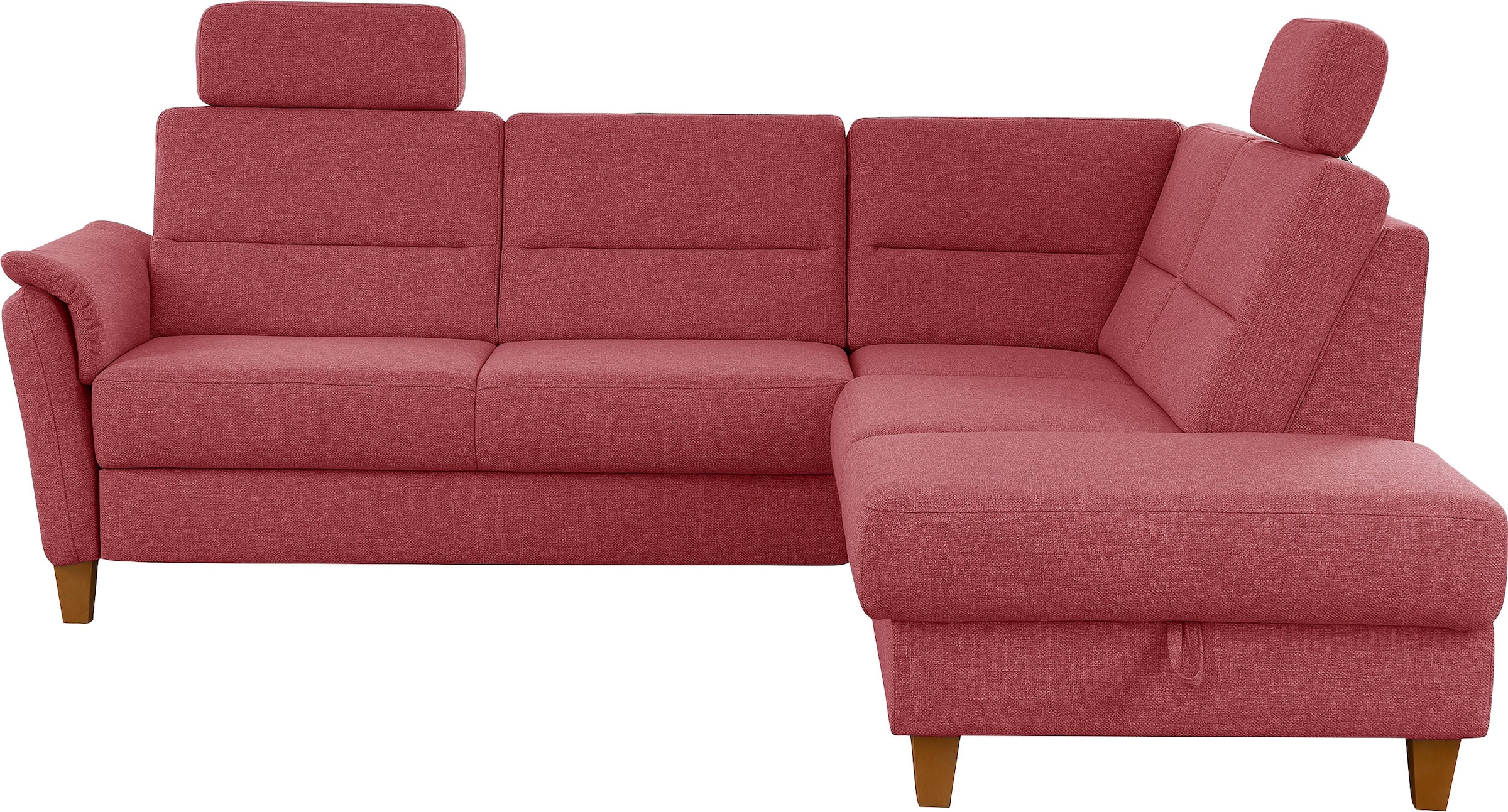 Home affaire Ecksofa "Palmera, L-Form, B: 236 cm, Bettfunktion & Bettkasten wählbar" Federkern-Polsterung, Sitzhöhe 48 cm, handgefertigt, stilvolles Design