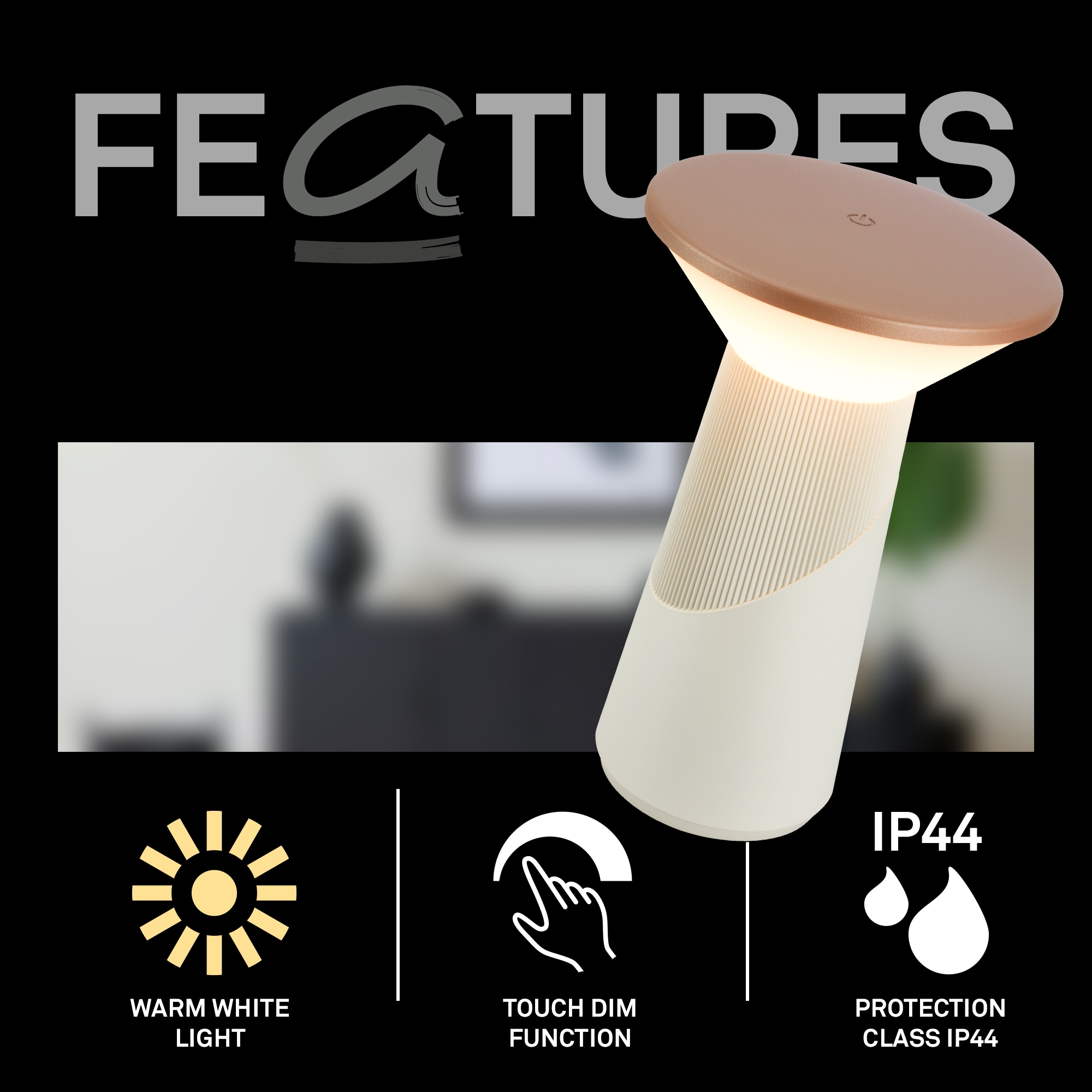 Briloner Leuchten LED Tischleuchte »PILIA« LED-Board 1 Stk. Warmweiß 15x24 cm, Akku tauschbar, Indoor/Outdoor, Wohnzimmer, Balkon