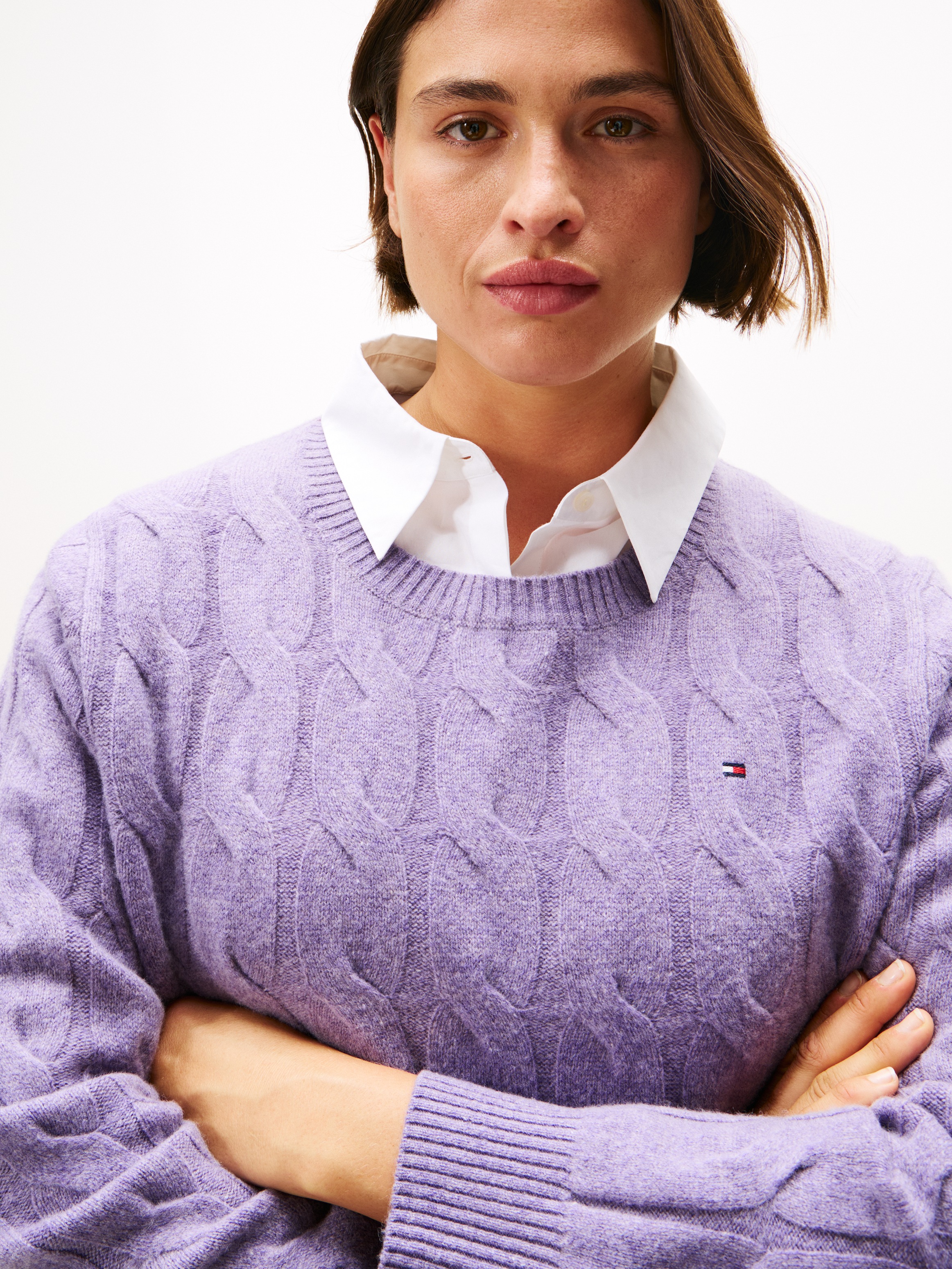 Tommy Hilfiger Curve Strickpullover "CRV SOFT WOOL CABLE C-NK LS SWT" in gr günstig online kaufen