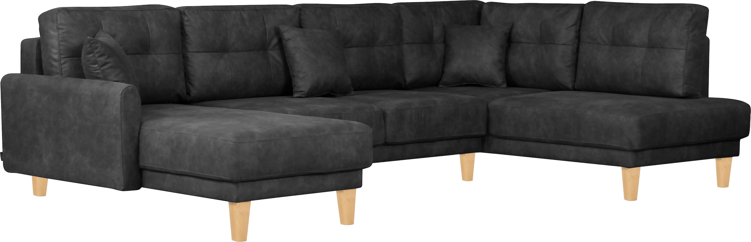 Home affaire Wohnlandschaft »TRIPLO U-Form wahlweise mit Schlaffunktion, B/T/H: 310/192/90 cm«, Schlafsofa, auch mit Bettkasten, Steppung im Rückenkissen