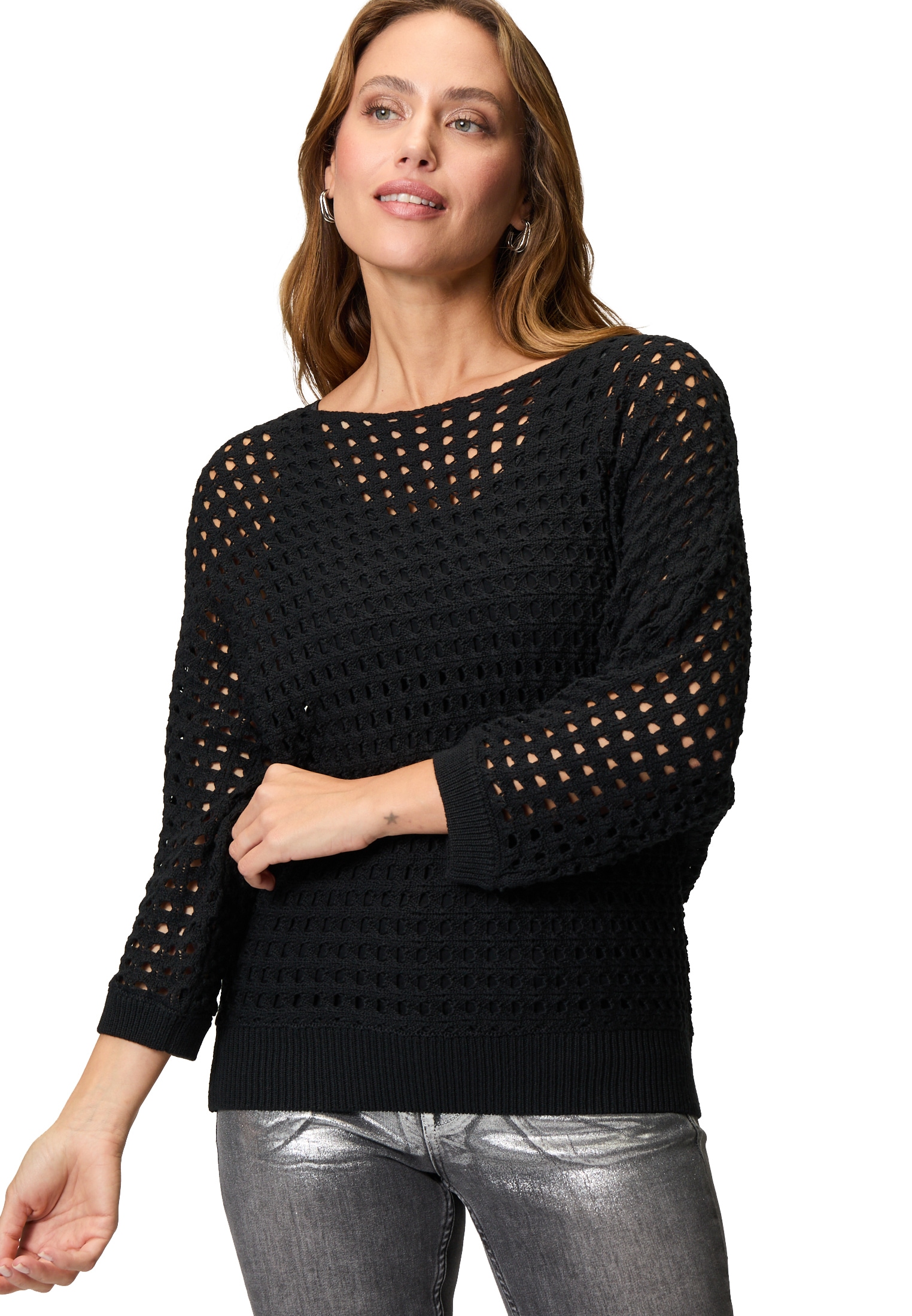 Zero Strickpullover "Damen mit Lochmuster", 1 Stk. Lochmuster günstig online kaufen