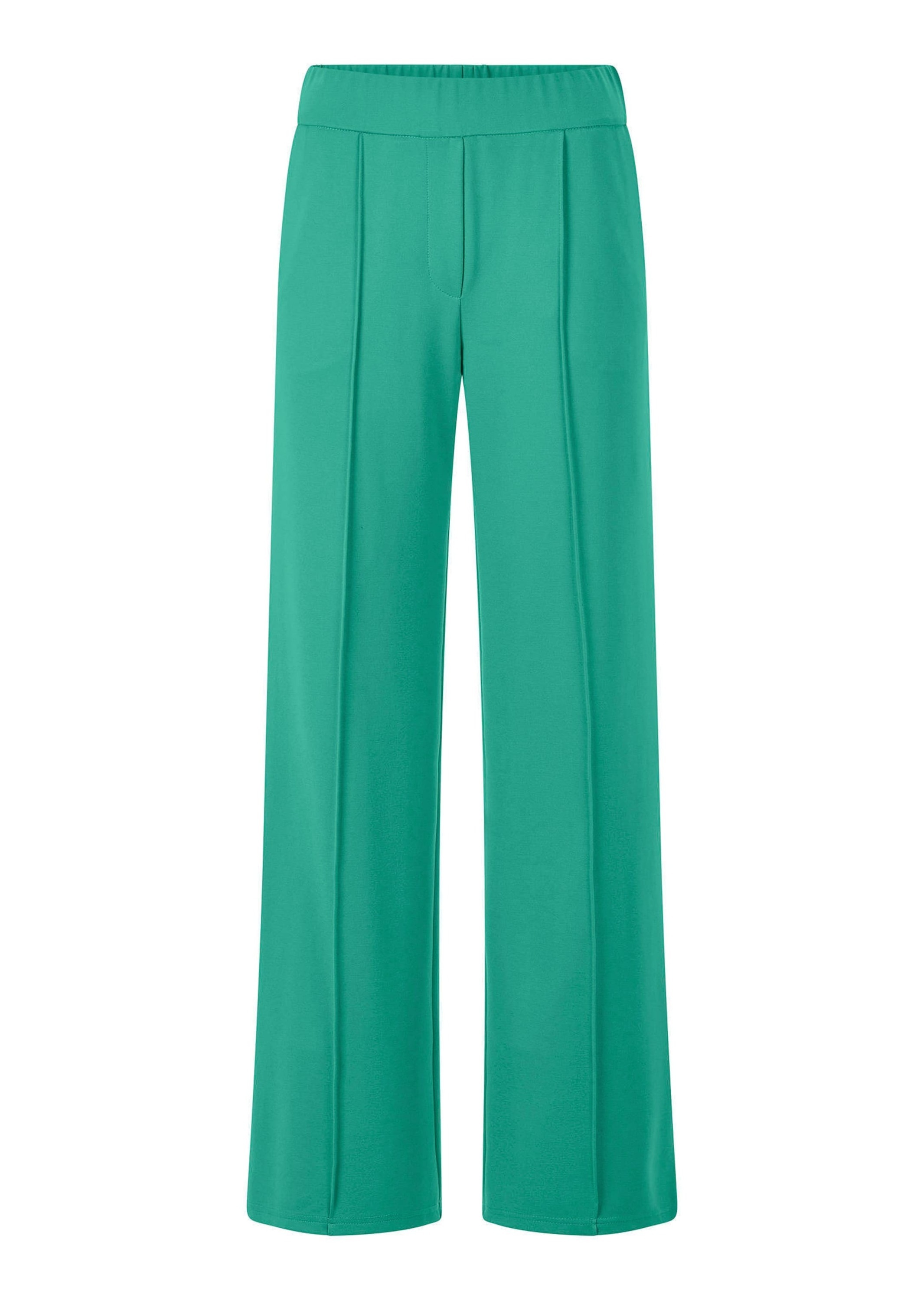 GOLDNER Damen Stoffhose "Jersey-Culotte VERA mit Biesen", grün, Gr. 48, Obermaterial: 67% Viskose CV. 27% Polyester PES. 6% Elasthan EL., Hosen