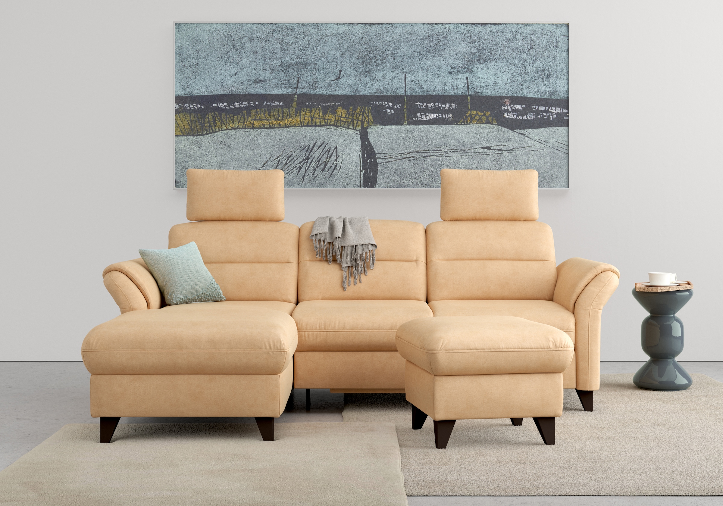sit&more Ecksofa "Mellum L-Form" Federkern, optional Schlaffunktion, Bettkasten & Armteilfunktion