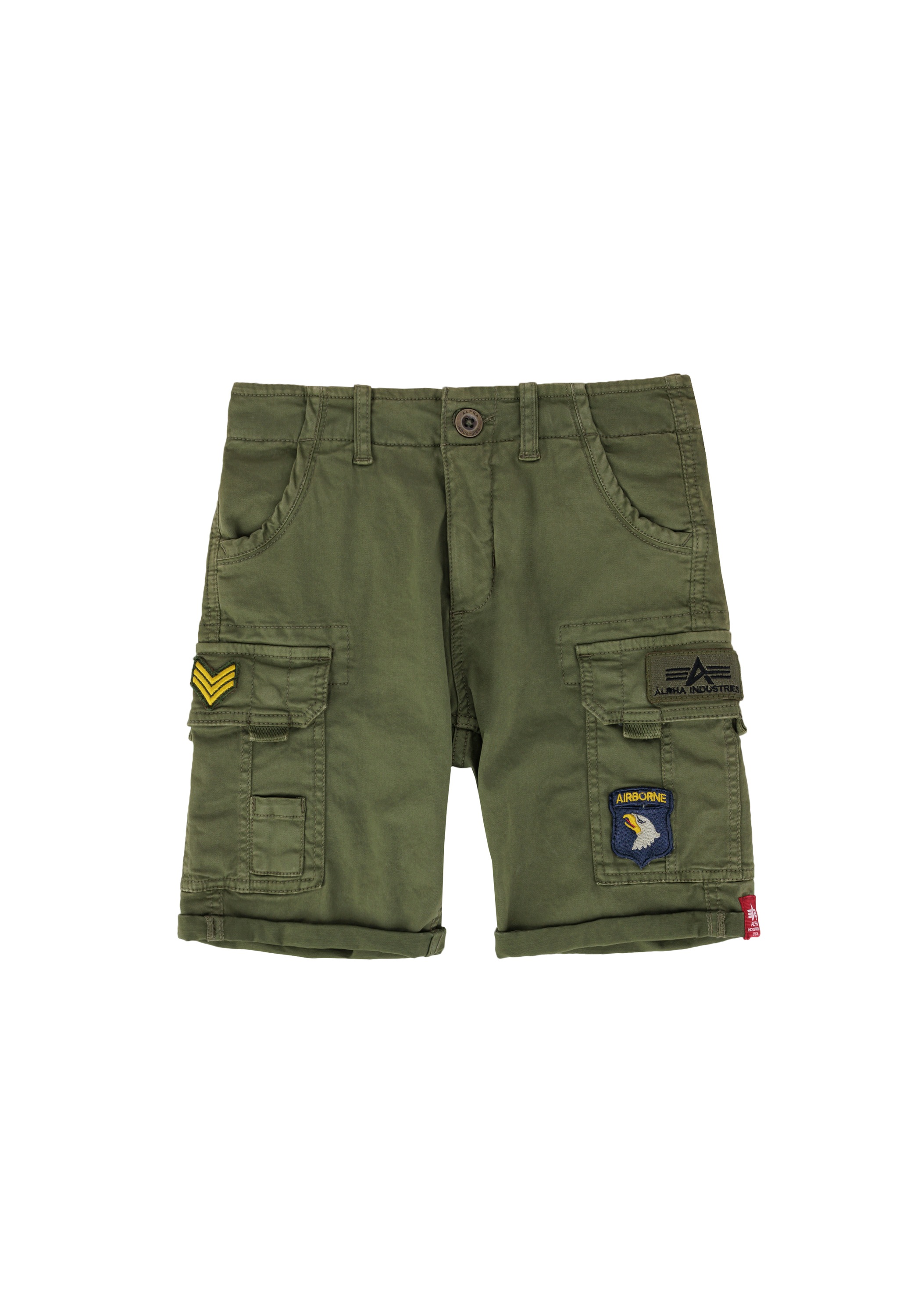 Kinder Shorts "Crew Short Patch Kids", grün, Gr. 12, ALPHA INDUSTRIES, Obermaterial: 98% Baumwolle, 2% Elastan, Hosen