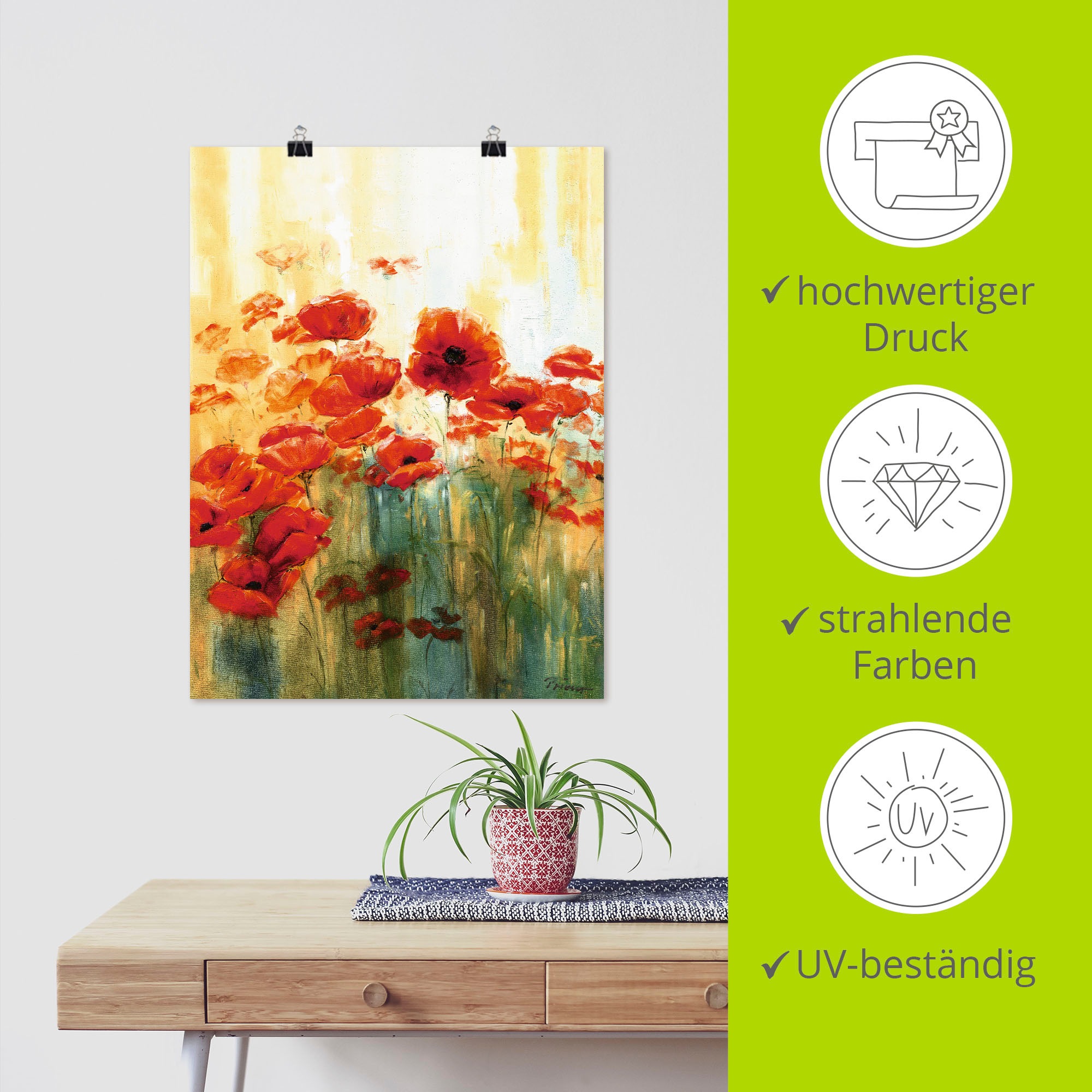 Artland Wandbild »Mohnwiese«, Blumen, (1 St.), als Alubild, Outdoorbild, Leinwandbild, Poster in verschied. Größen