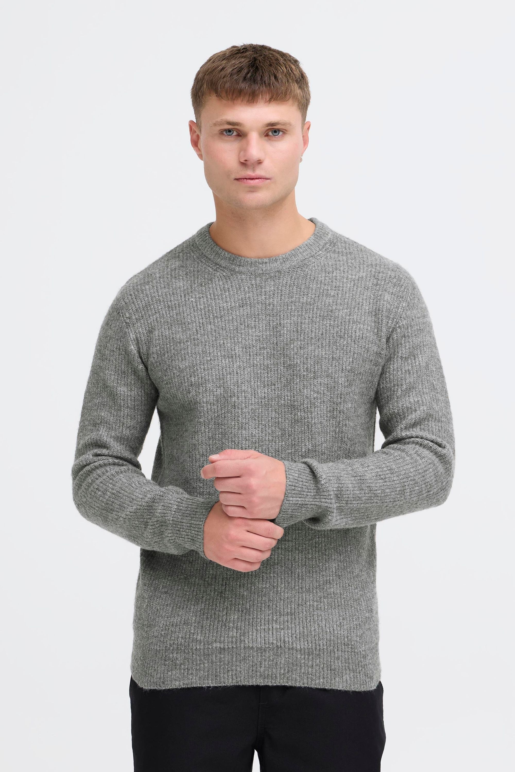 Strickfleece-Pullover INDICODE "Strickpullover IDBratram", Herren, Gr. XXL, grau (grau mix), Obermaterial: 58% Polyacryl PAN. 32% Polyester PES. 7% Wolle mw. 3% Elasthan EL., Pullover 2