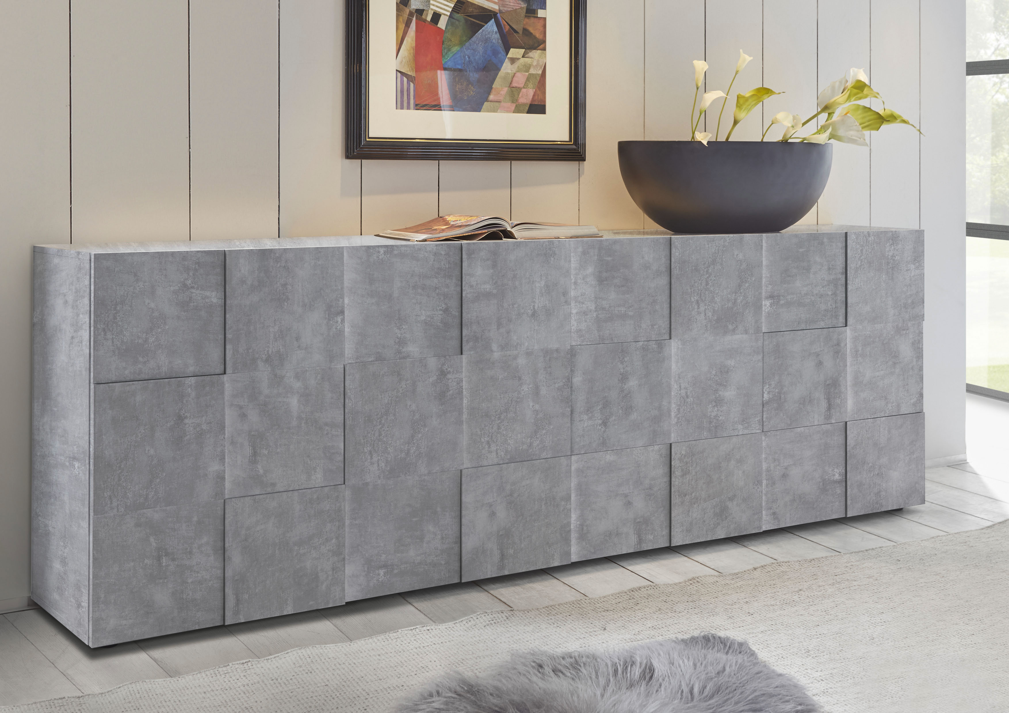 Home affaire Sideboard "Dama Breite 241, Kommode 4 Türen, Anrichte" Front in 3D-Optik, viel Stauraum, verschiedene Farben