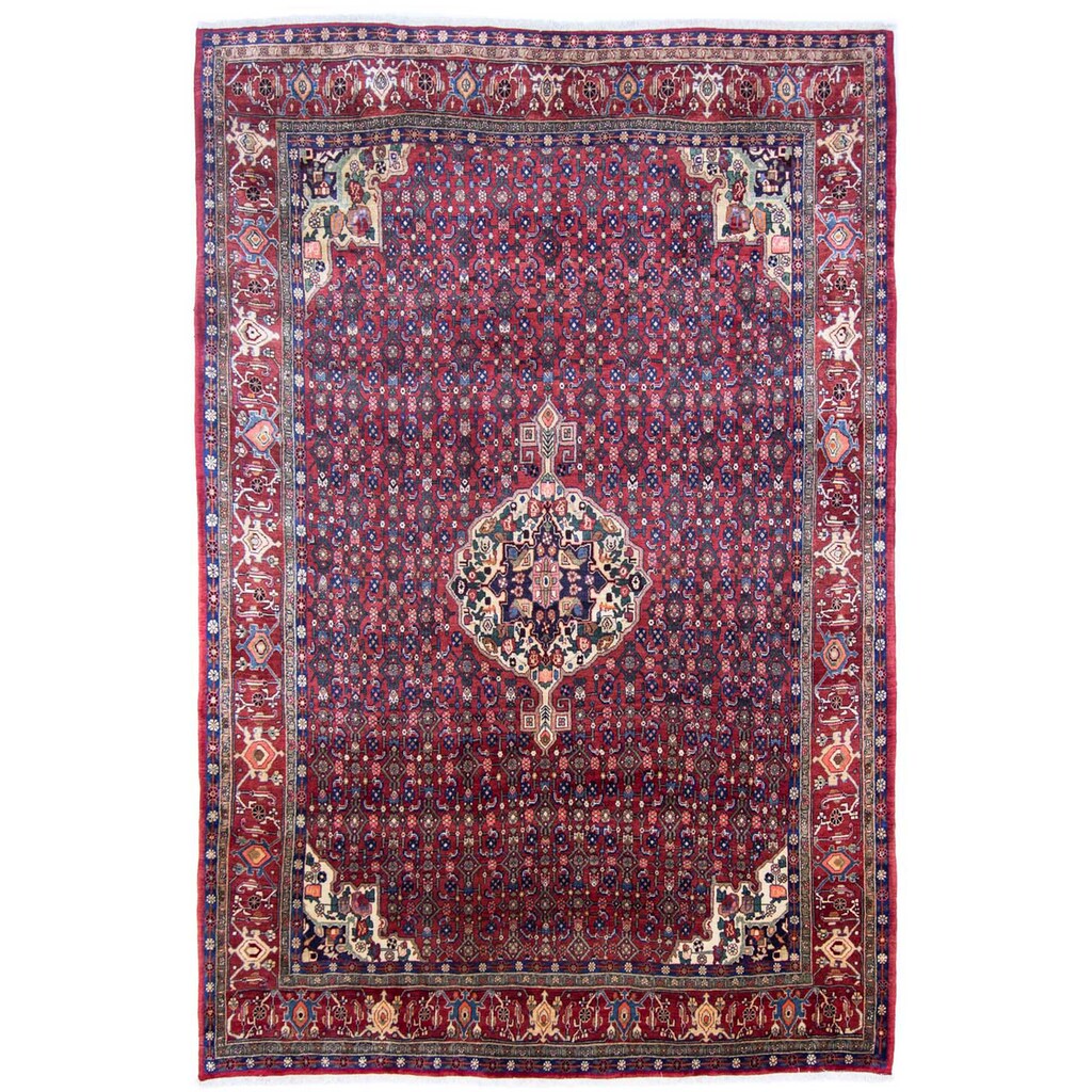 Wohnen Teppiche morgenland Wollteppich »Bidjar Medaillon Rosso 286 x 201 cm«, rechteckig, 1,5 mm Höhe, Unikat mit Zertifikat rot