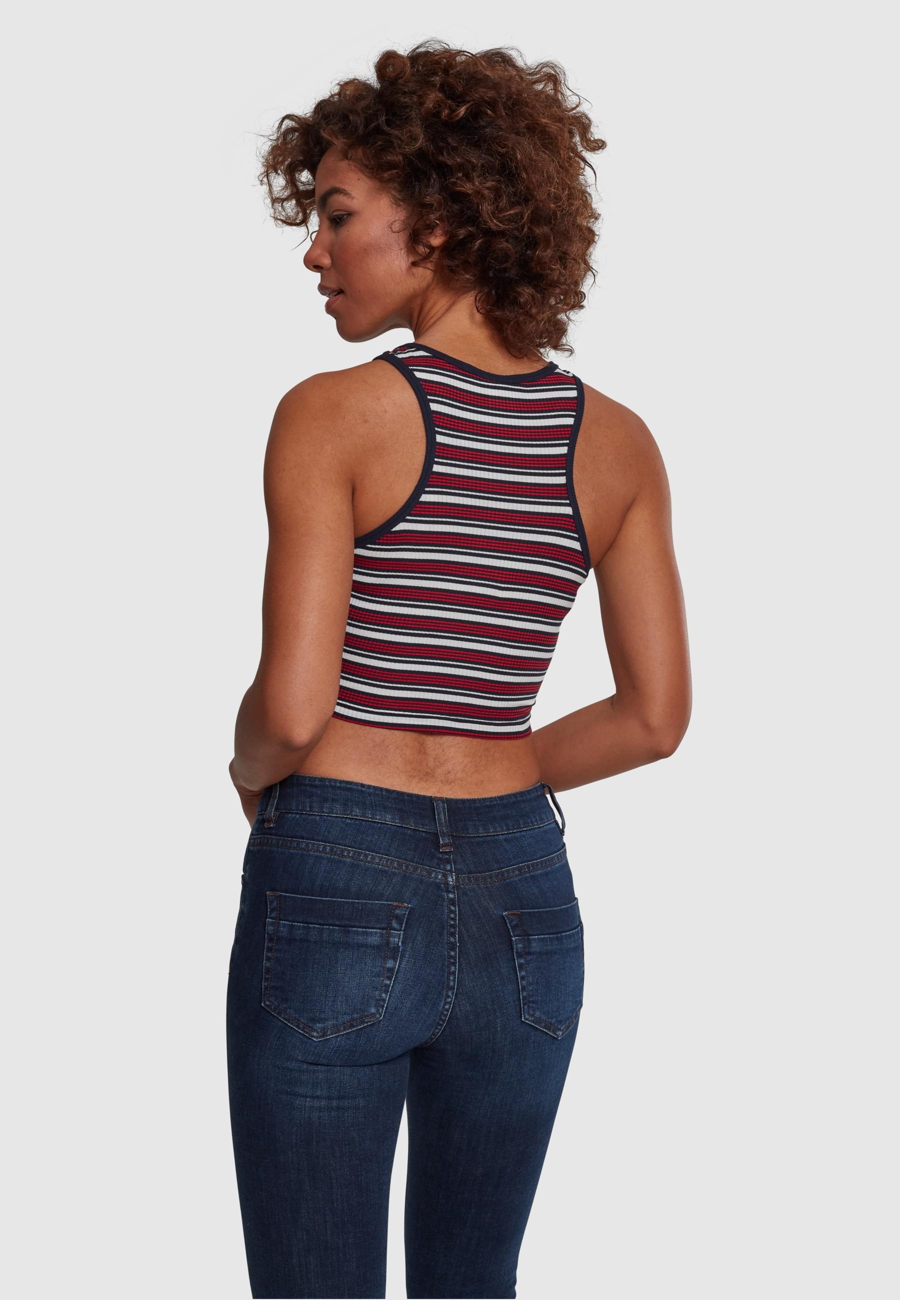 URBAN CLASSICS Muskelshirt »Urban Classics Damen Ladies Rib Stripe Cropped Top«, (1 tlg.)