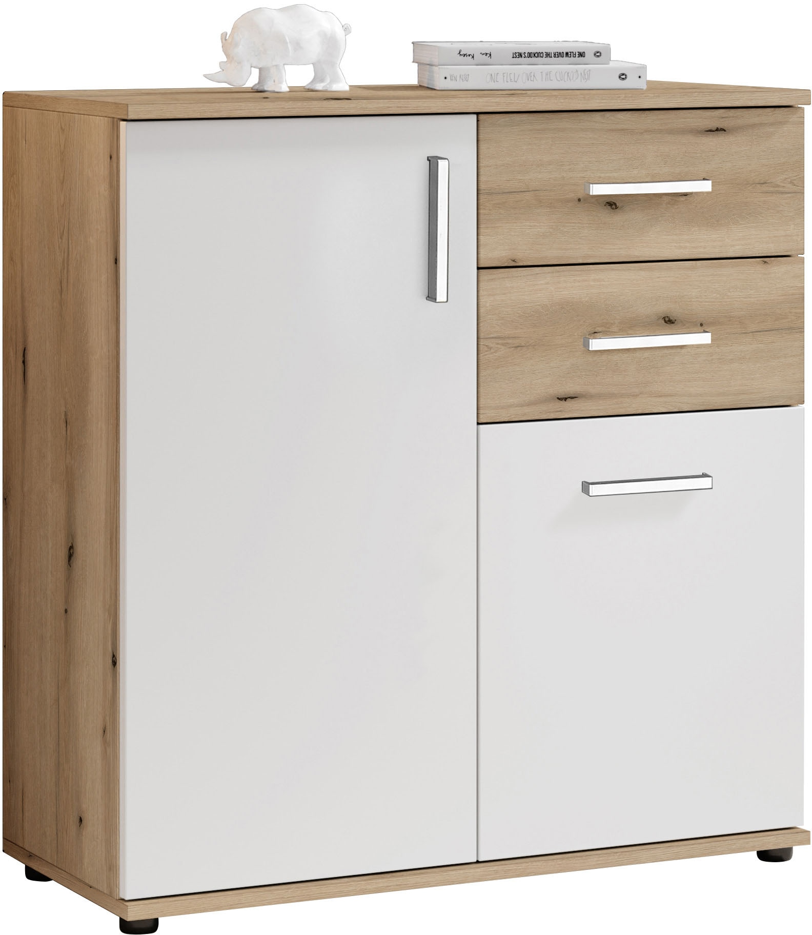 HBZ Kommode »BC-Drift-2, Universalschrank Stellmaß BxHxT 80x84x35 cm«, (1 St.), Kommode mit 2 Türen, 2 Schubkästen, 1 Einlegeboden