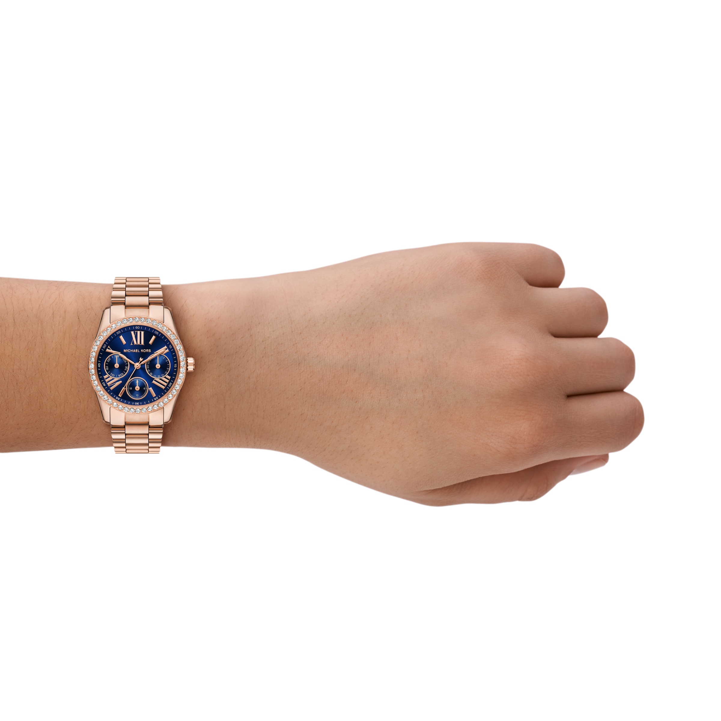 MICHAEL KORS Quarzuhr »LEXINGTON«, Armbanduhr, Damenuhr, Edelstahlarmband, analog, Tag, Wochentag