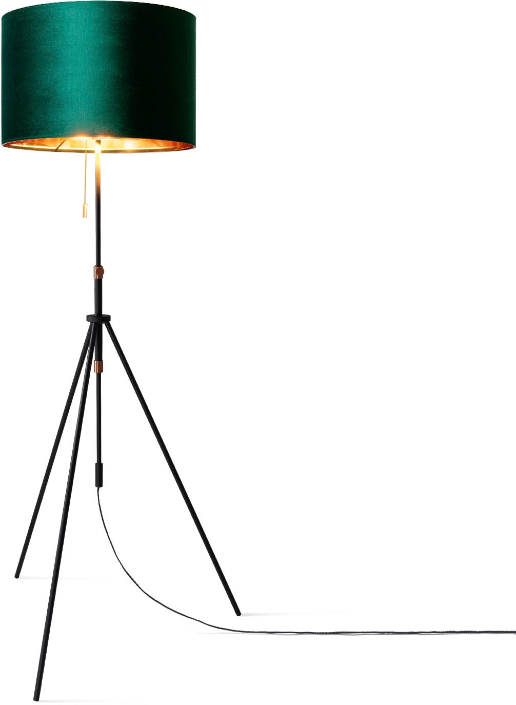 PACO HOME Stehlampe "Naomi uni Color", H: 176,5cm, schwarz, Wohnzimmer, Leuchten, Wohnzimmer Höhenverstellbar 121,5 bis 176,5 cm Zugschalter Velour