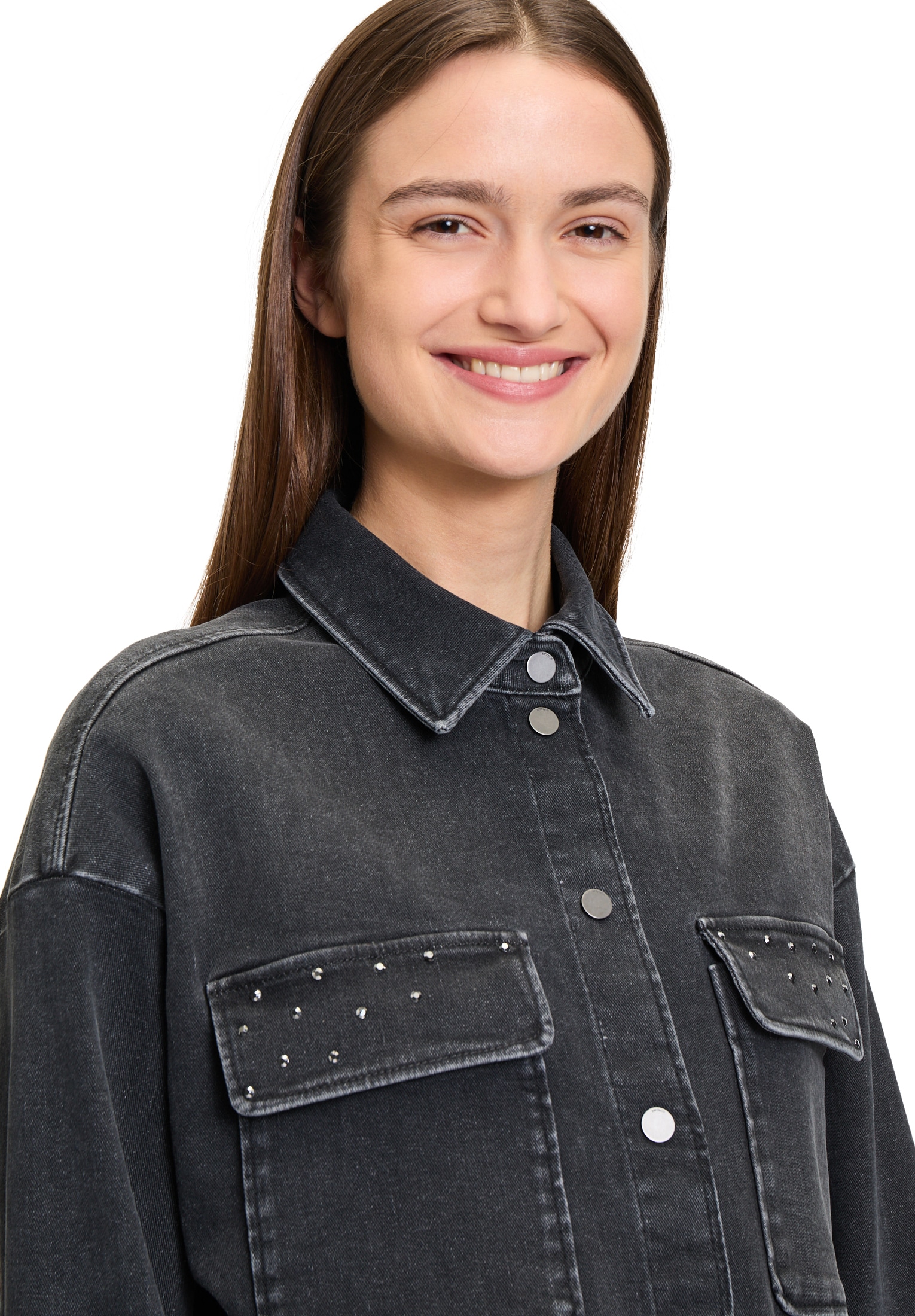 Betty&Co Jackenblazer »Betty & Co Jeansjacke mit aufgesetzten Taschen«