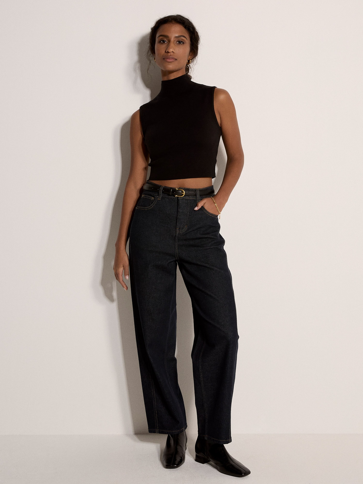 Apricot Crop-Top »Hochgeschlossenes Strick-Crop-Top« in unifarben