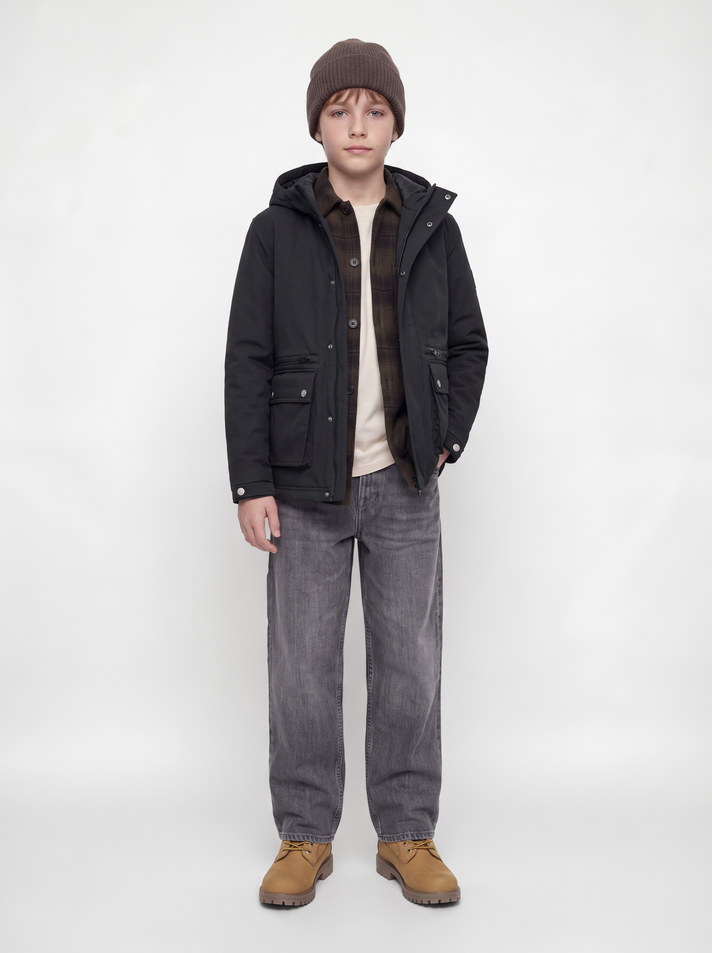 Jack & Jones Junior Parka »JJEWOLF PARKA JACKET SN JNR« mit Kapuze Kunstfaser, normal geschnitten