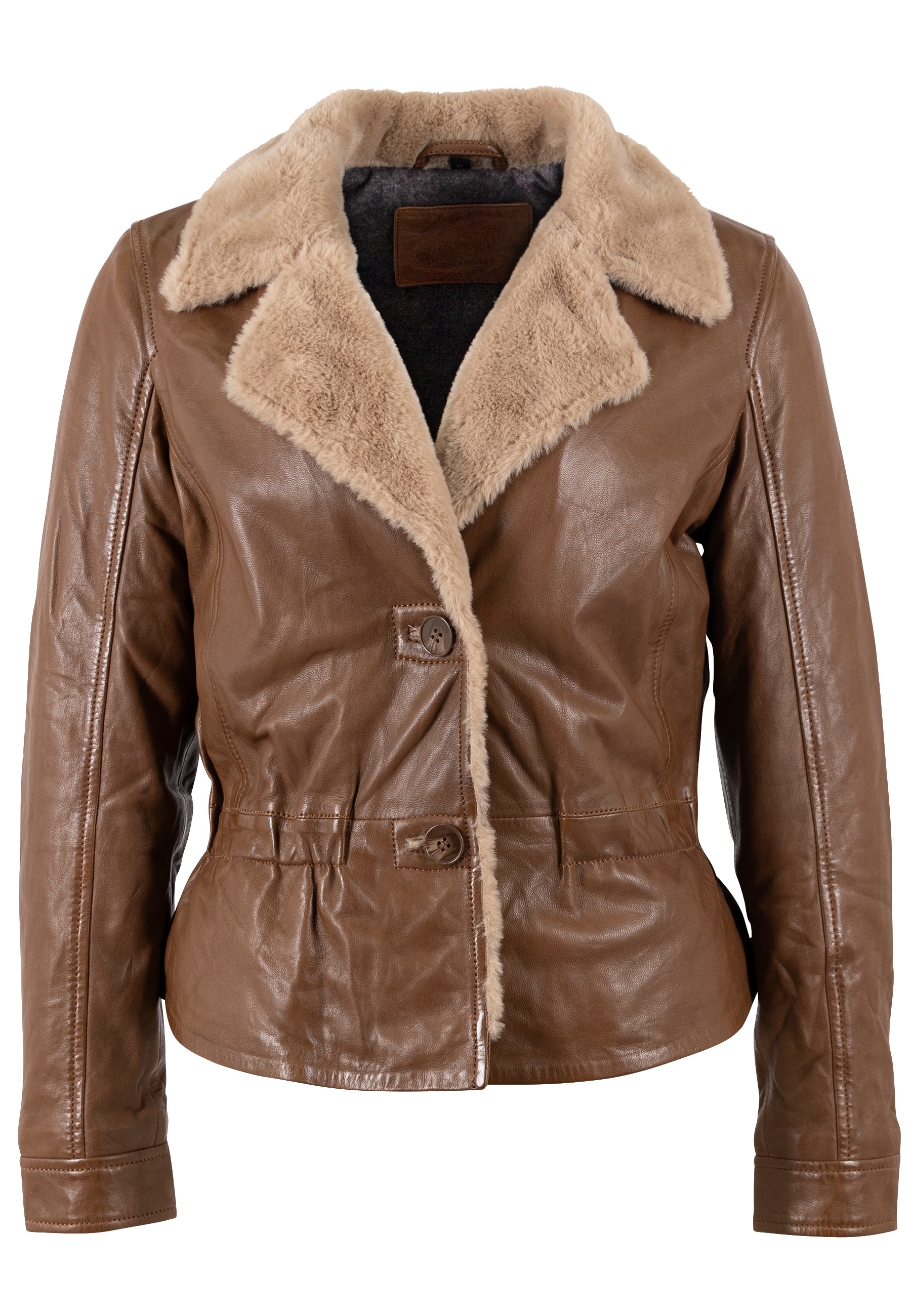 Mauritius Lederjacke »MWIcelyn« mit Reverskragen mit Fake-Fur-Besatz, tailliert