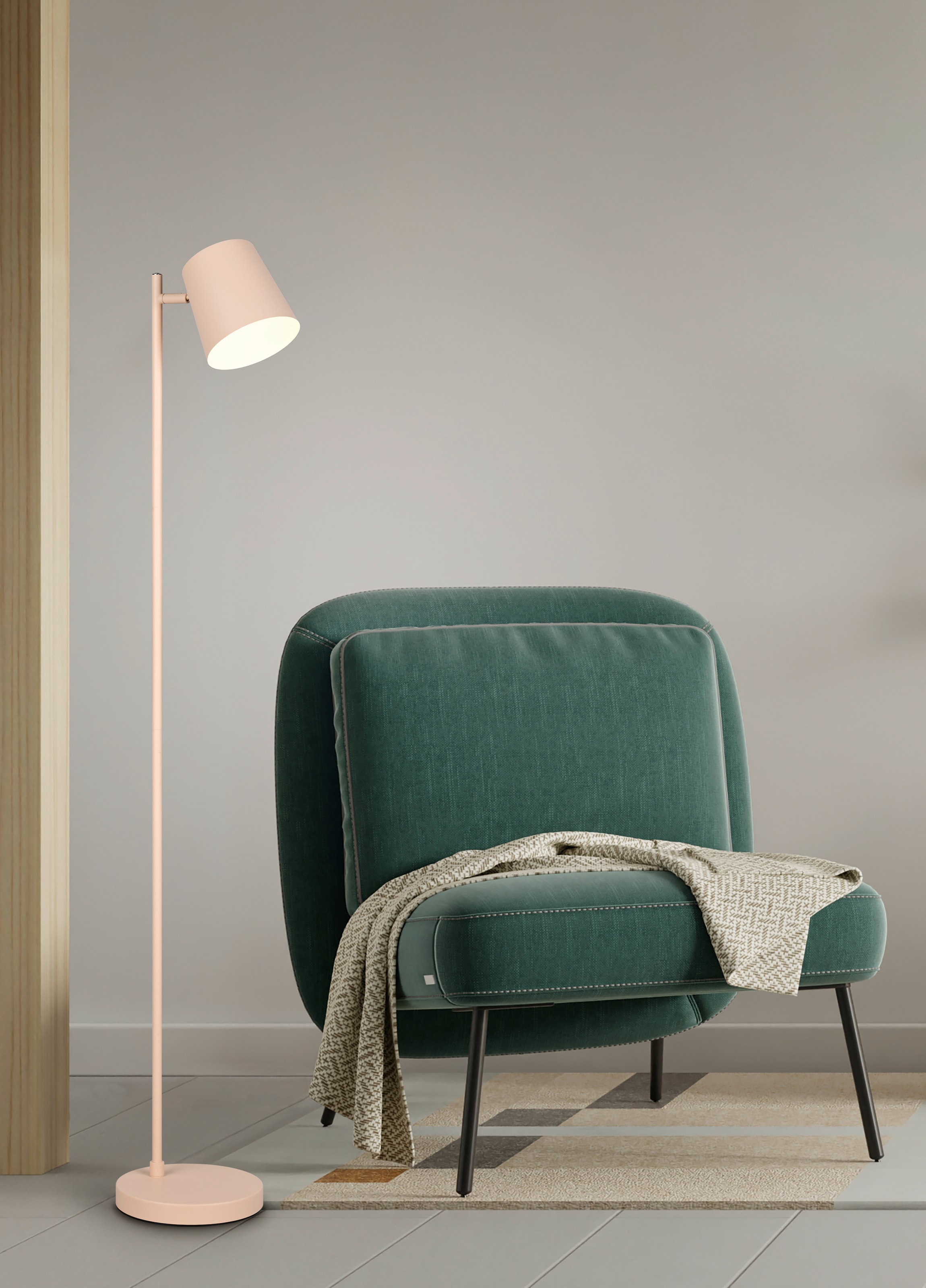 REALITY Leuchten LED Stehlampe »BLAKE, Akku Stehleuchte Indoor, mit USB-C Lade-Anschluss, Höhe 125 cm«, 1 flammig, Leuchtmittel LED-Board | LED fest integriert, Ø 20cm, mit 4-fach Touchdimmer, Leuchtenkopf schwenkbar, 4,5W 350 Lm