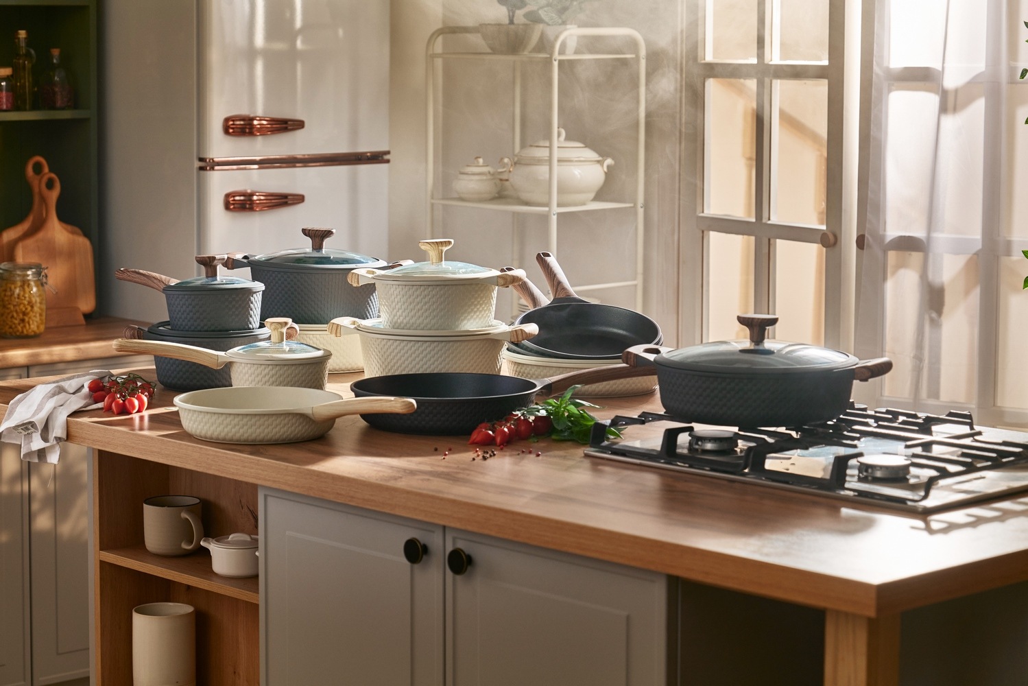 Thumbnail - RESTO Kitchenware Bratentopf "Ran, Kochtopf antihaftbeschichtet und spülmaschinenfest" 2 Stk. tlg. Aluminiumguss