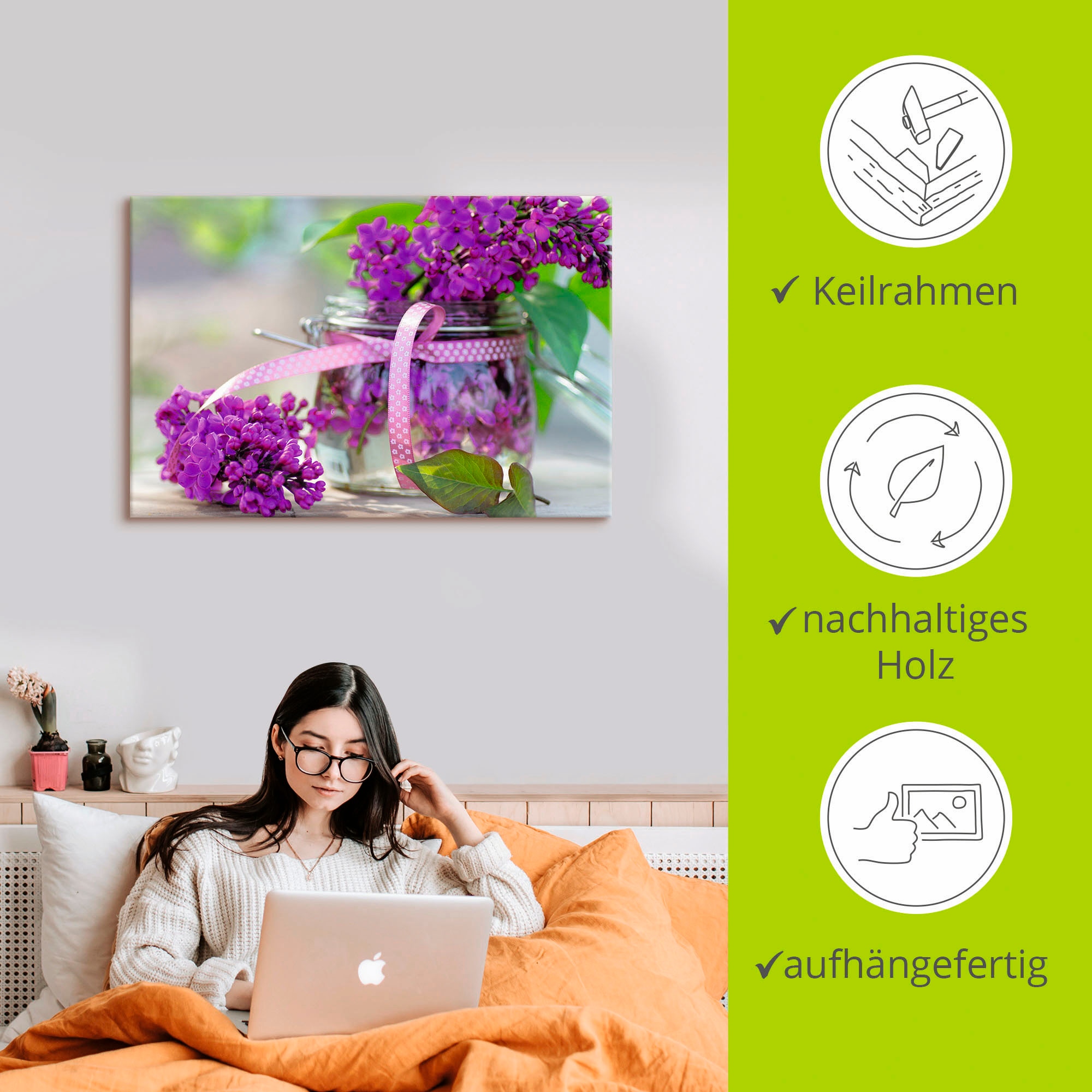 Artland Wandbild »Flieder Strauss«, Blumen, (1 St.), als Leinwandbild, Poster, Wandaufkleber in verschied. Größen
