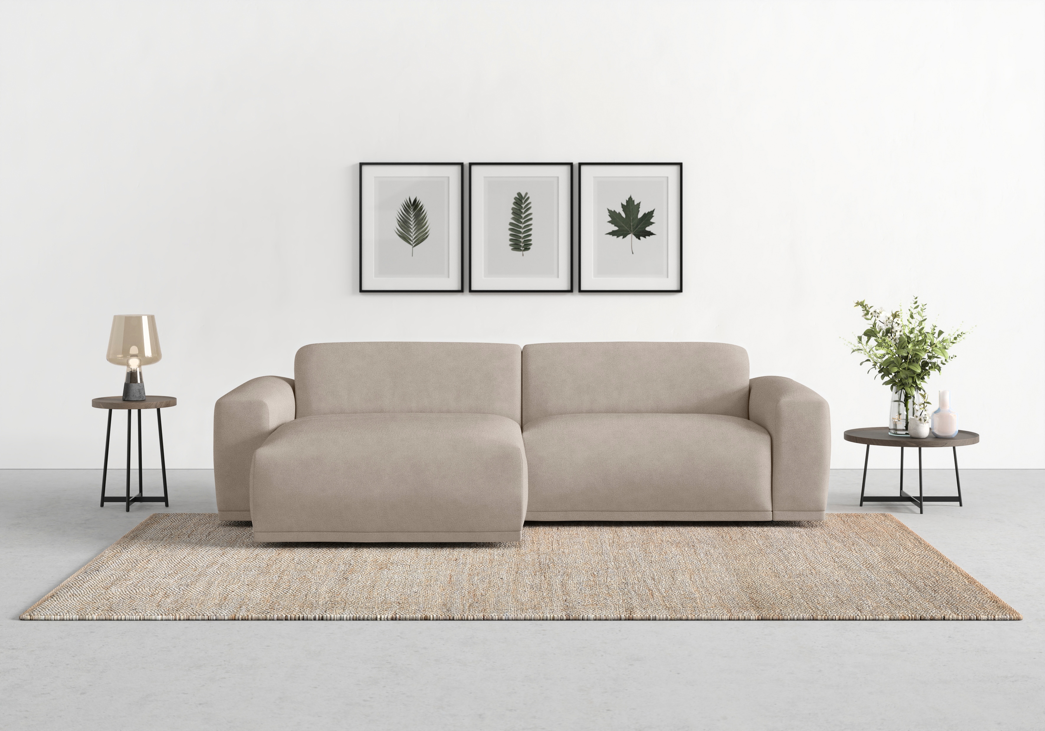 TRENDMANUFAKTUR Ecksofa "Braga, mit hochwertigem Kaltschaum, L-Form, Japandi-Design" modernes Sofa, Couch mit hohem Sitzkomfort, 255/72/160 cm (B/H/T)