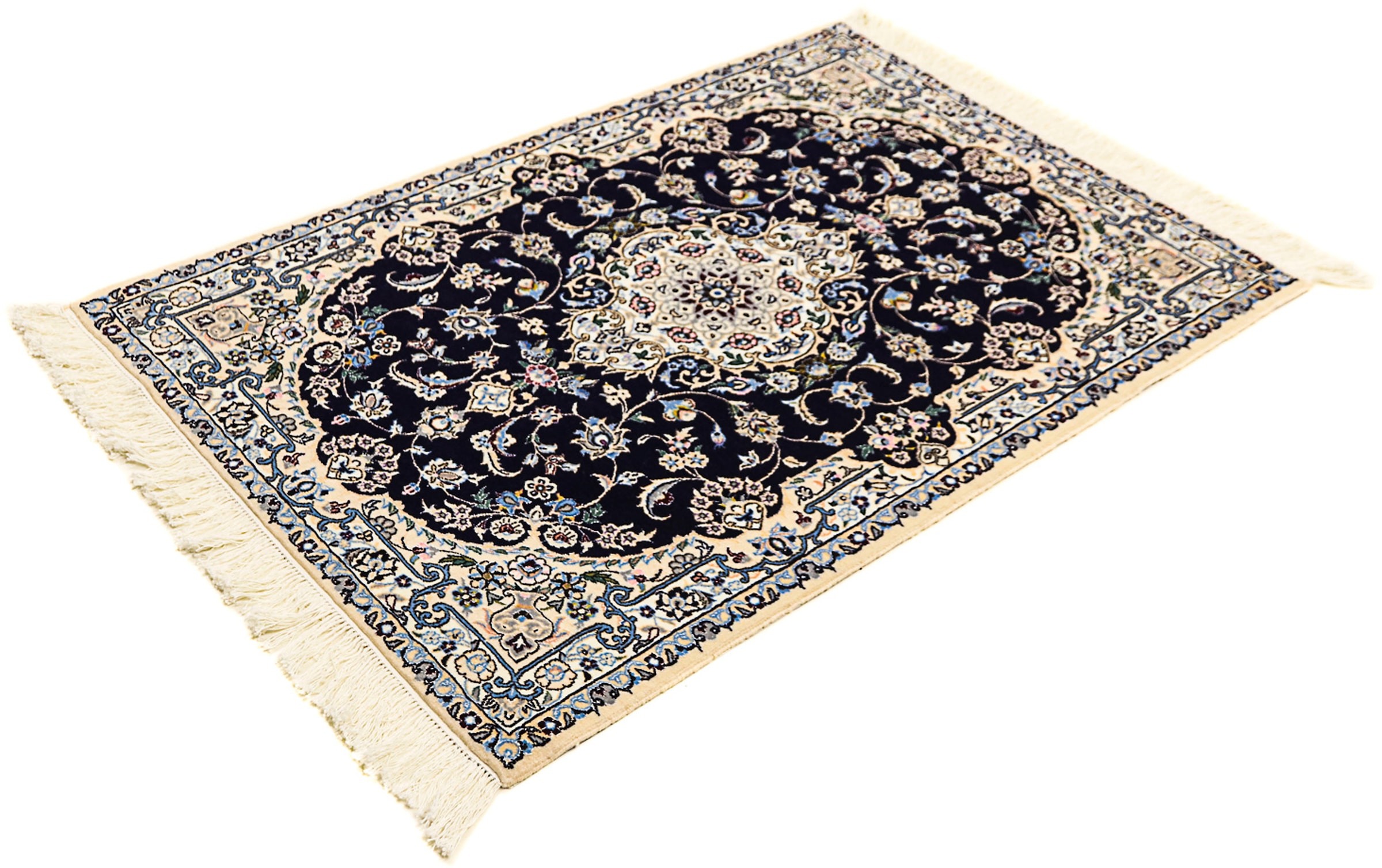 morgenland Orientteppich "Perser - Nain - Premium - 123 x 83 cm - dunkelblau", rechteckig, 6 mm Höhe, Wohnzimmer, Handge