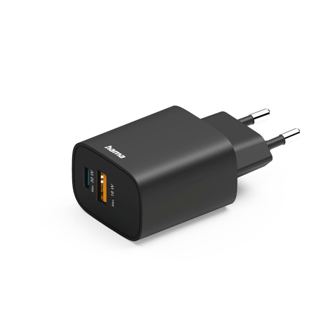 Hama Schnelllade-Gerät »Ladeadapter 1x USB-A, 1x USB-C, PD, 30W einsetzbar ab iPhone 11« 1 Stk. tlg.