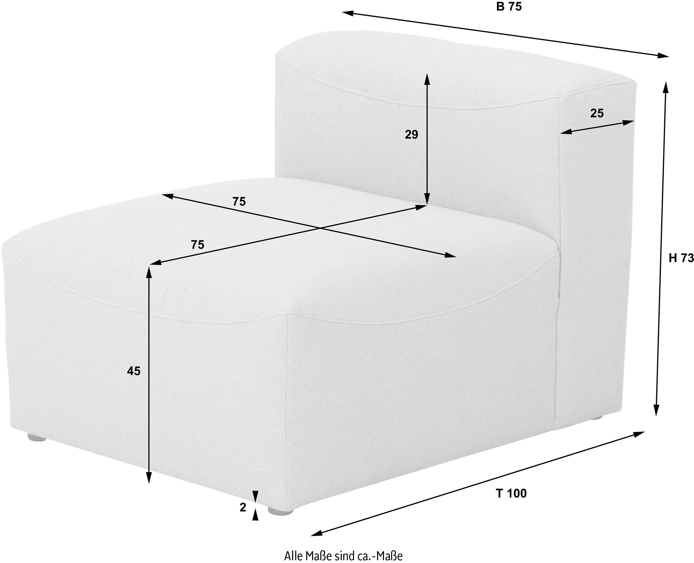 Max Winzer® Sofaelement »Lena«, Zwischenelement ohne Armlehne, individuell kombinierbar