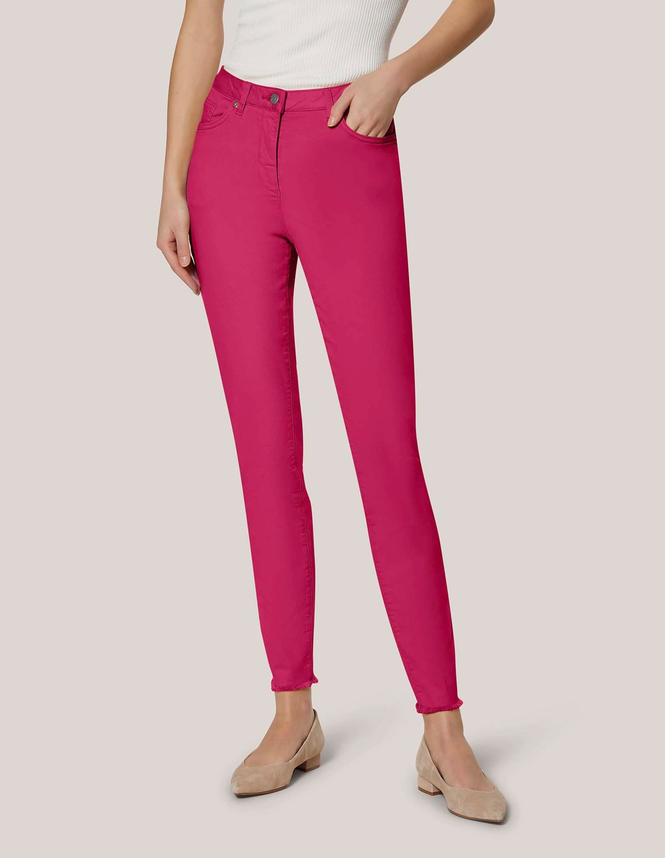 MADELEINE »Jeans Mid Waist Skinny-Hose mit Fransen« mit Fransensaum