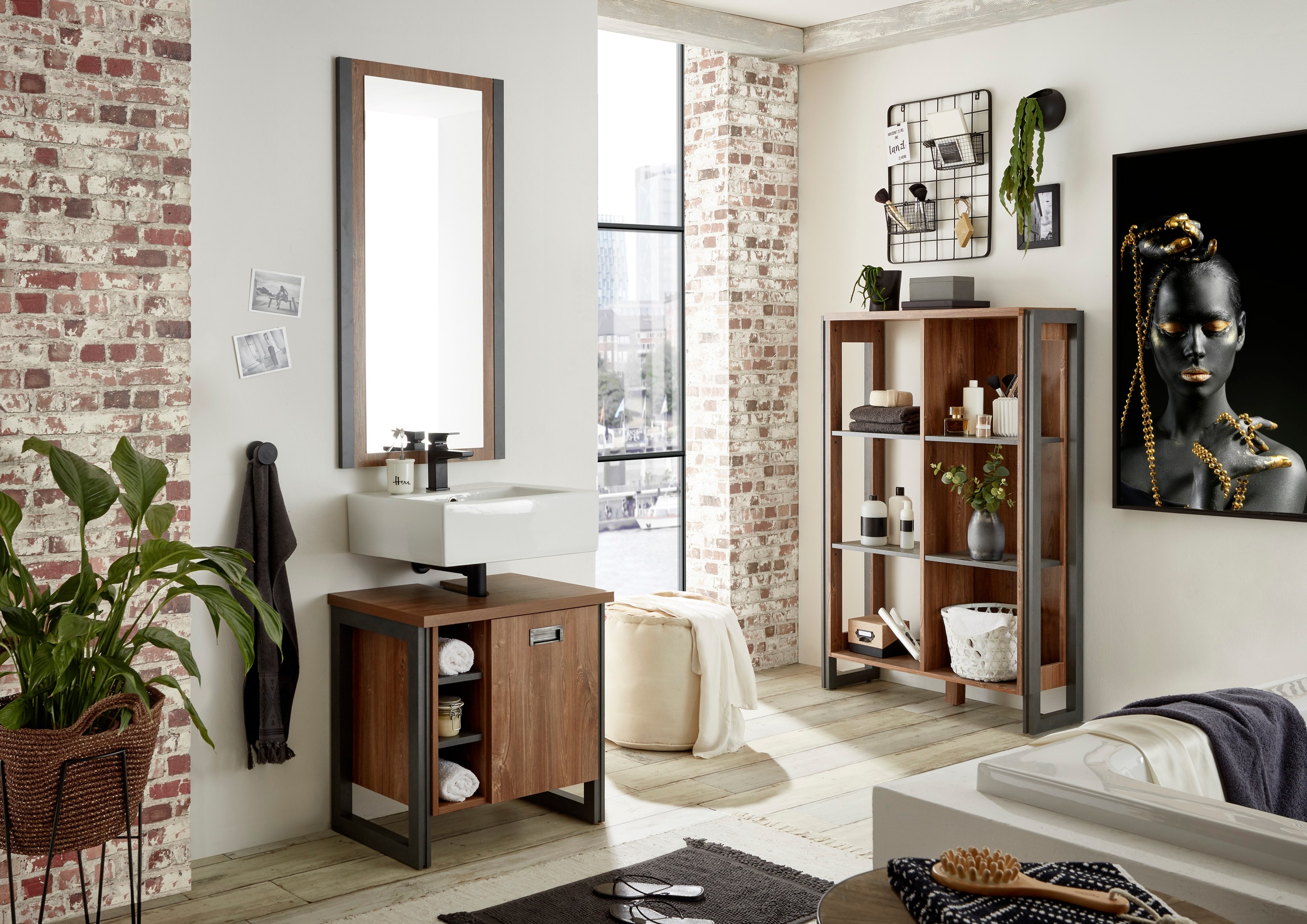 Home affaire Badmöbel-Set "Detroit, Bad im Industrialdesign, 3-teiliges Bad günstig online kaufen